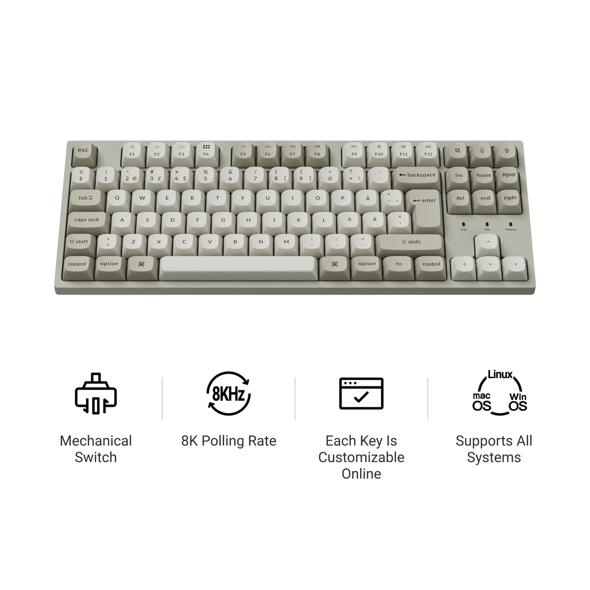 Keychron C1 Pro 8K QMK Wired Custom Mechanical Keyboard ISO Layout Collection