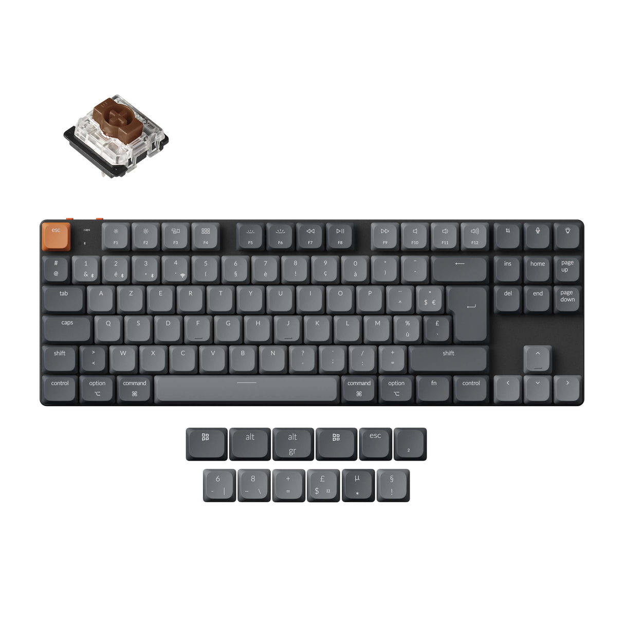 Coleção de layout ISO de teclado mecânico personalizado sem fio Max QMK Keychron K1