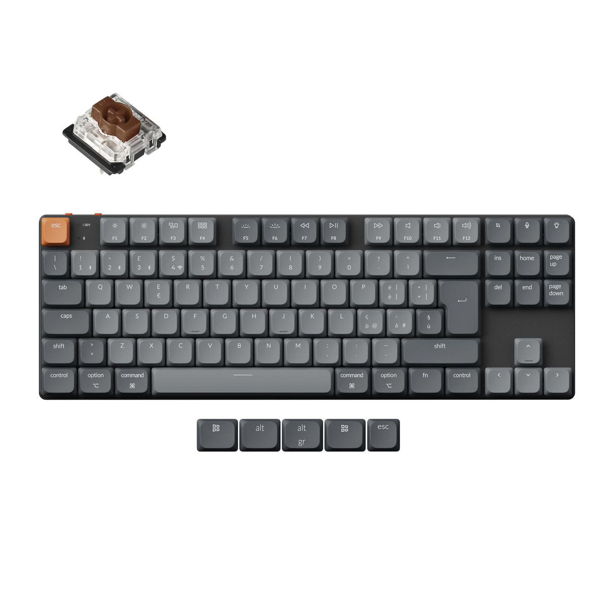 Coleção de layout ISO de teclado mecânico personalizado sem fio Max QMK Keychron K1