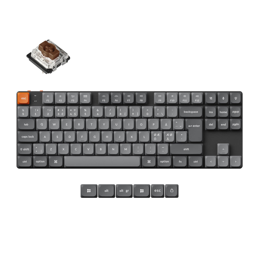 Coleção de layout ISO de teclado mecânico personalizado sem fio Max QMK Keychron K1