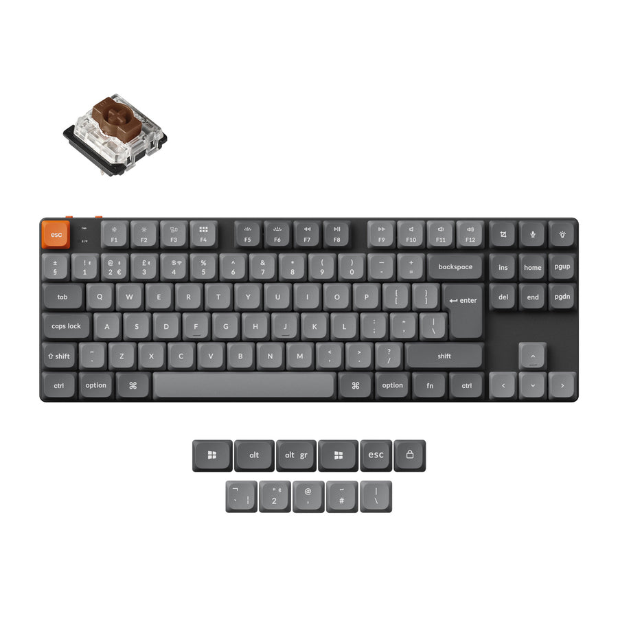 Coleção de layout ISO de teclado mecânico personalizado sem fio Max QMK Keychron K1