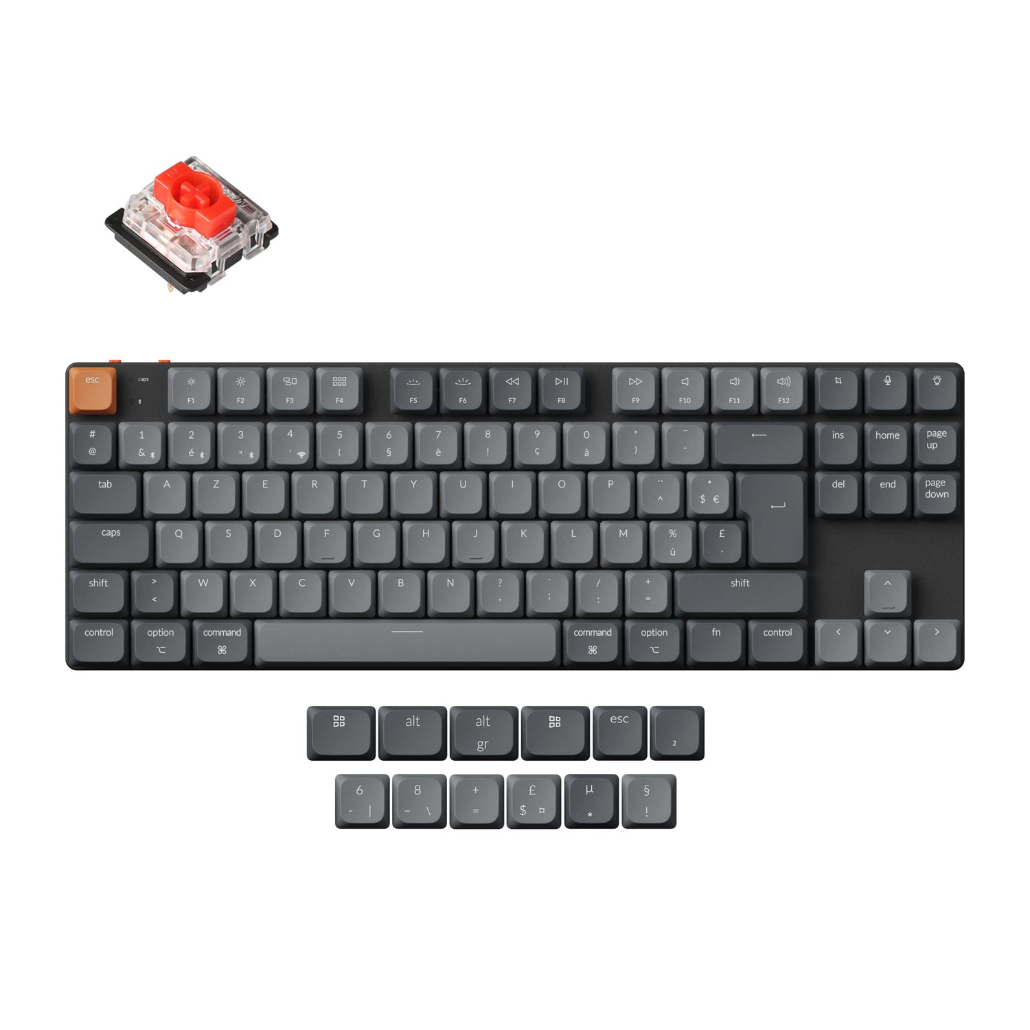 Coleção de layout ISO de teclado mecânico personalizado sem fio Max QMK Keychron K1