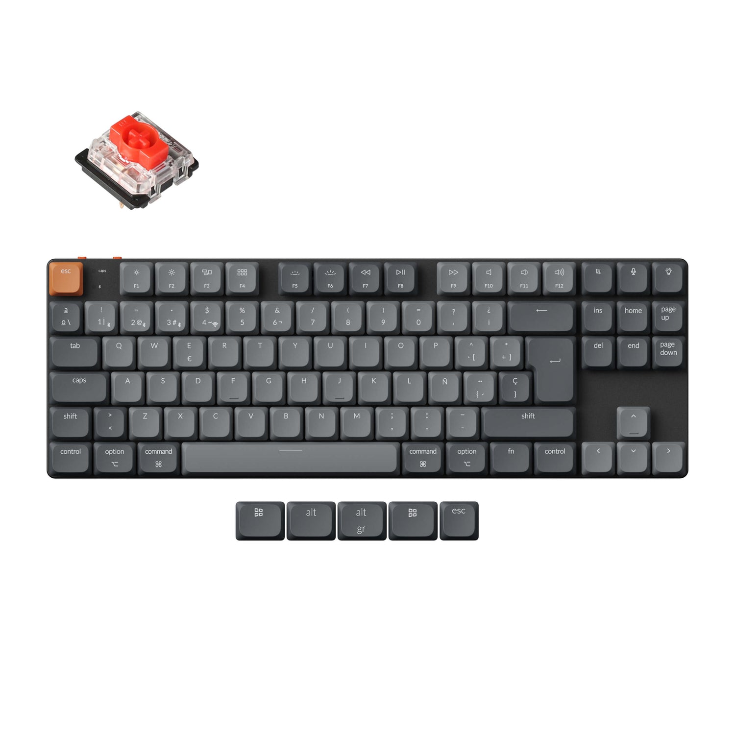 Coleção de layout ISO de teclado mecânico personalizado sem fio Max QMK Keychron K1