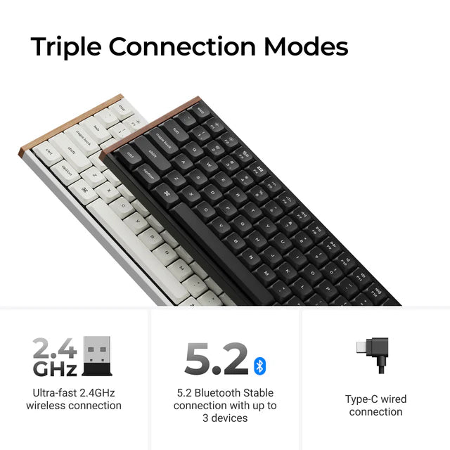 Teclado mecânico personalizado sem fio Keychron K3 Max QMK/VIA