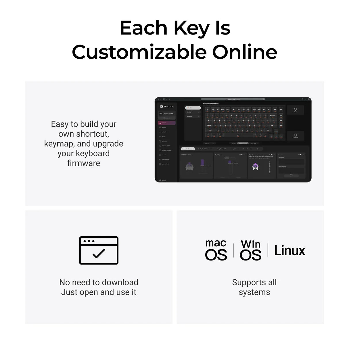 Teclado personalizado sem fio Keychron Q1 HE QMK