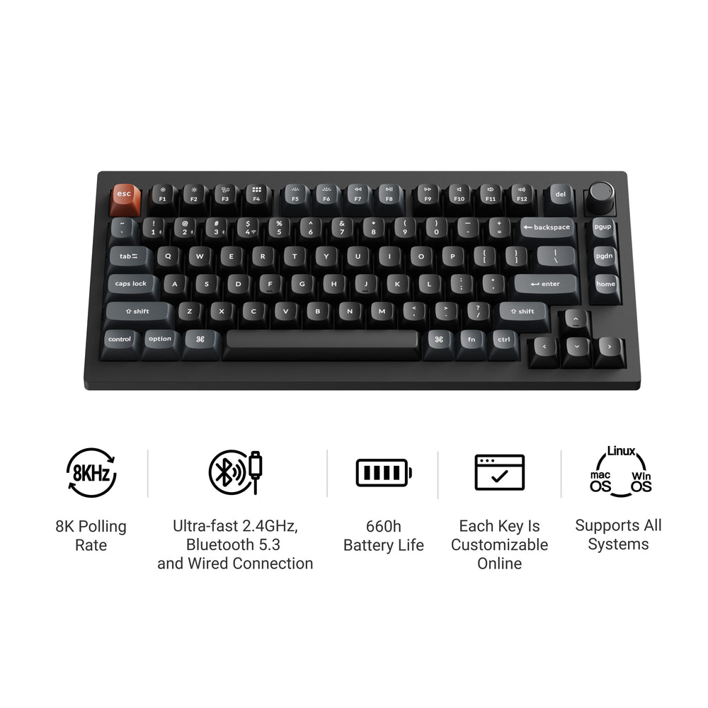 Keychron V1 Ultra 8K Wireless Custom Mechanical Keyboard (US ANSI Layout)
