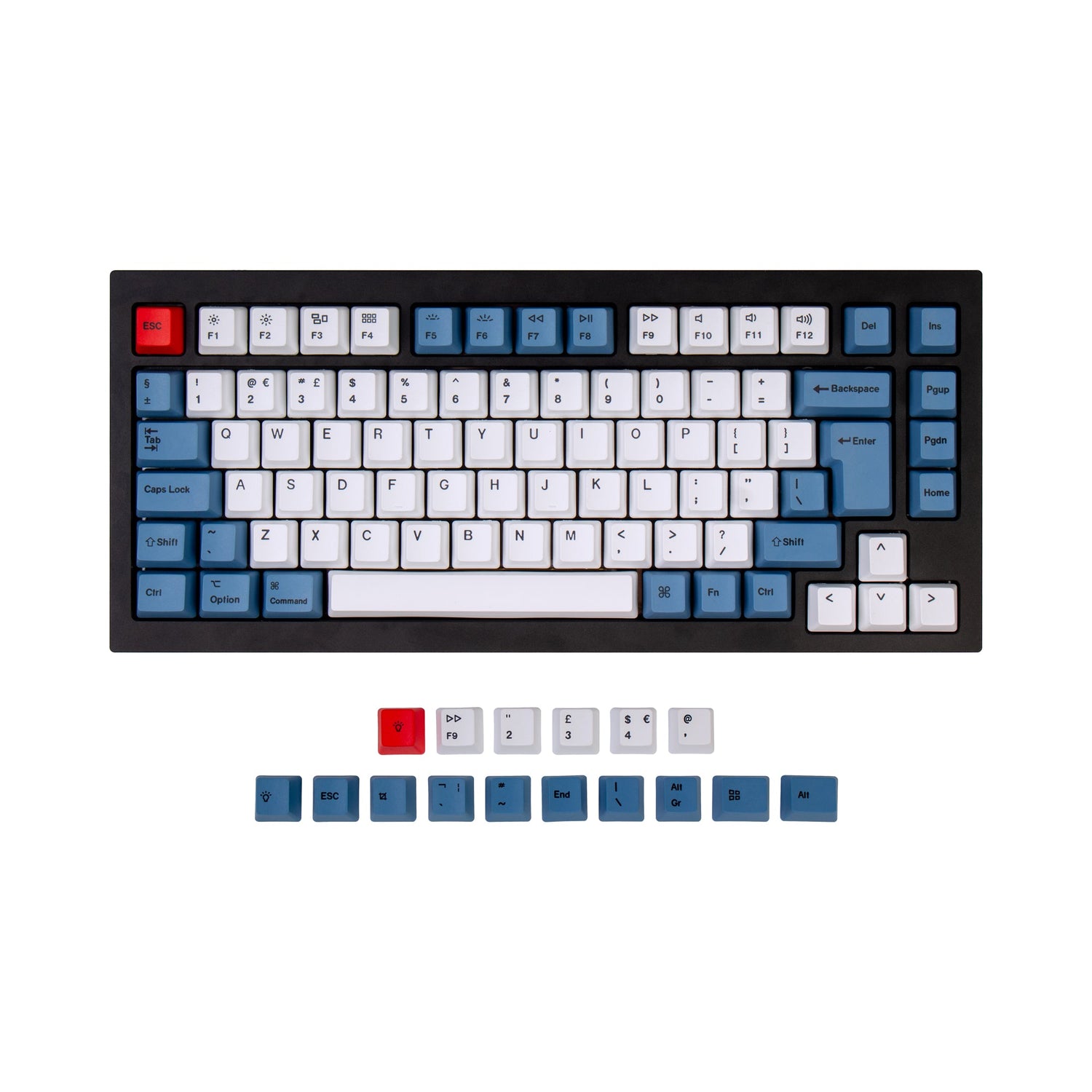 Conjunto de teclas ISO Q1 e Q1 Pro e V1 e K2 e K2 Pro OEM Dye-Sub PBT - Azul