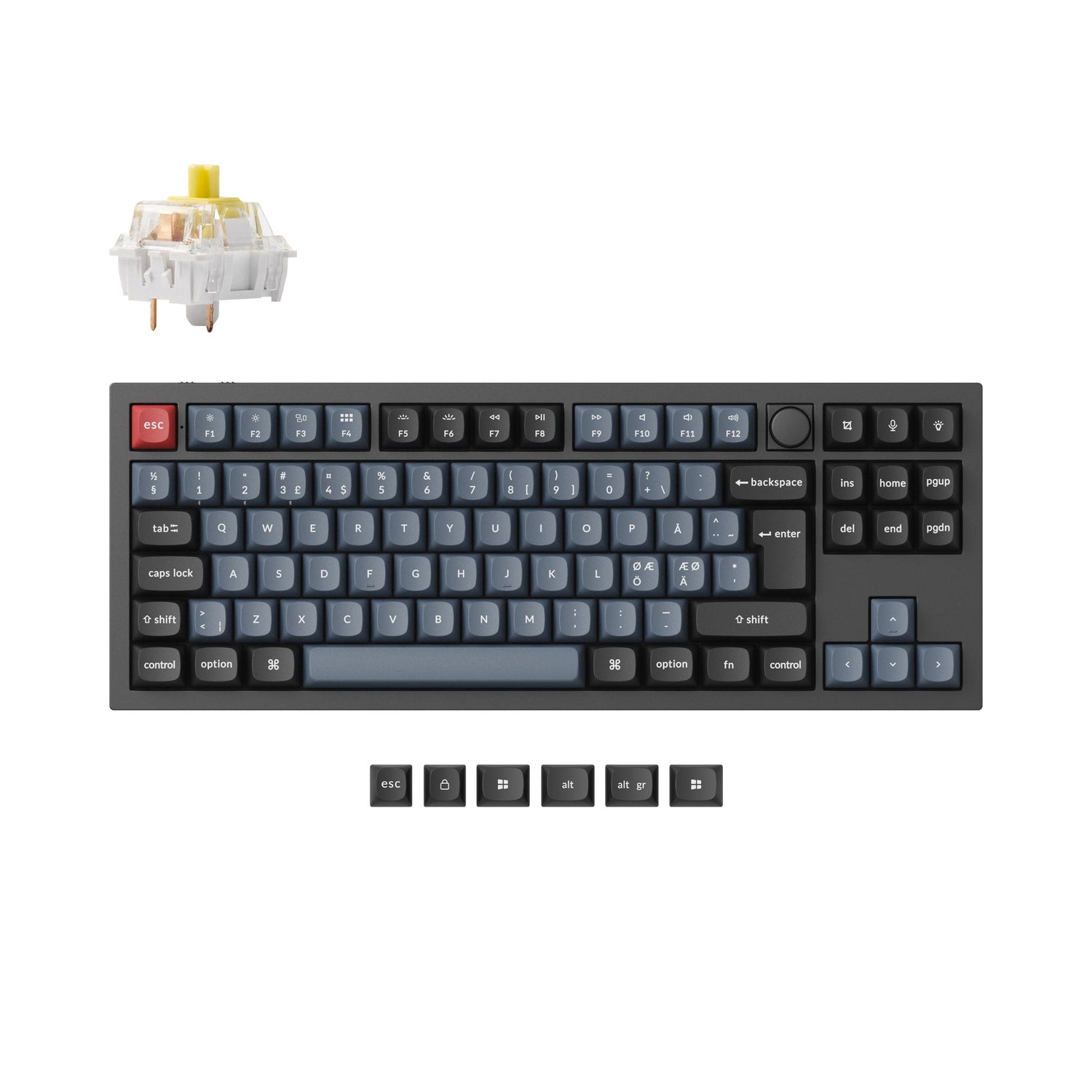 Keychron q3 pro qmk/via coleção de layout iso de teclado mecânico personalizado sem fio