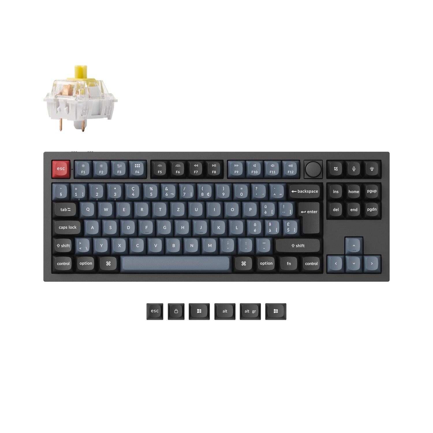 Keychron q3 pro qmk/via coleção de layout iso de teclado mecânico personalizado sem fio