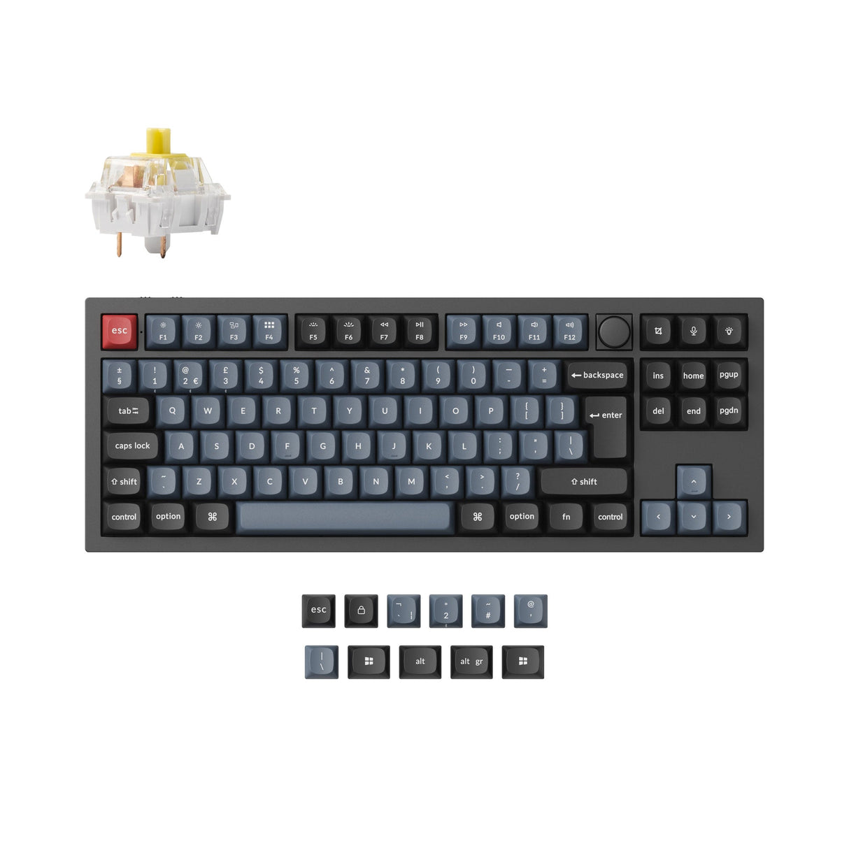 Keychron q3 pro qmk/via coleção de layout iso de teclado mecânico personalizado sem fio