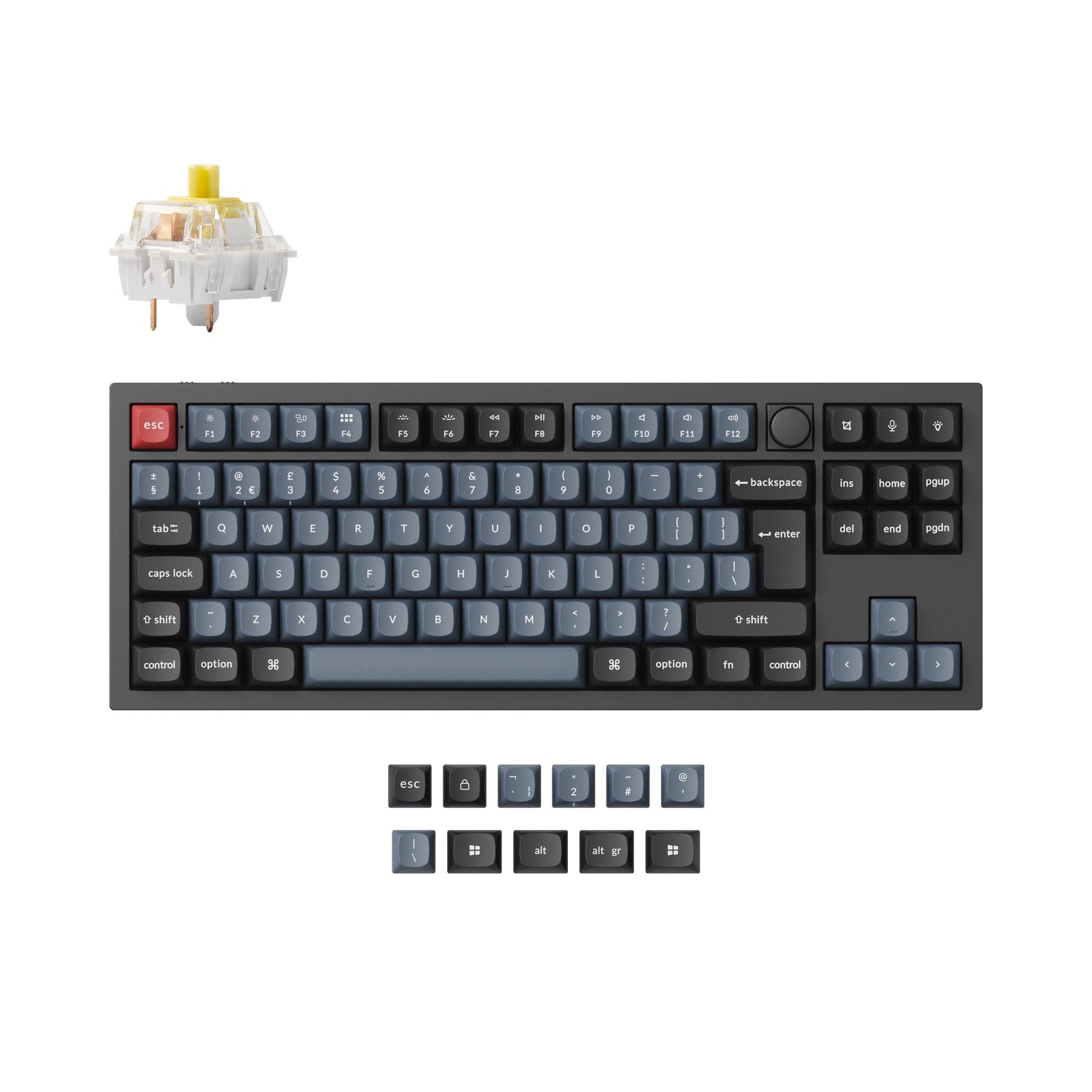 Keychron q3 pro qmk/via coleção de layout iso de teclado mecânico personalizado sem fio