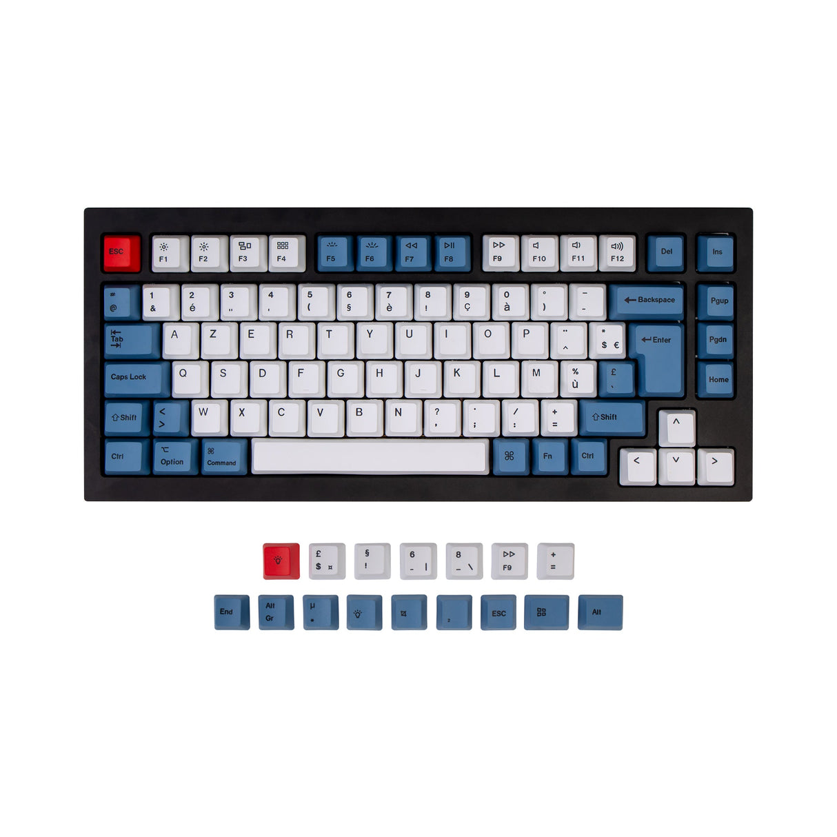 Conjunto de teclas ISO Q1 e Q1 Pro e V1 e K2 e K2 Pro OEM Dye-Sub PBT - Azul