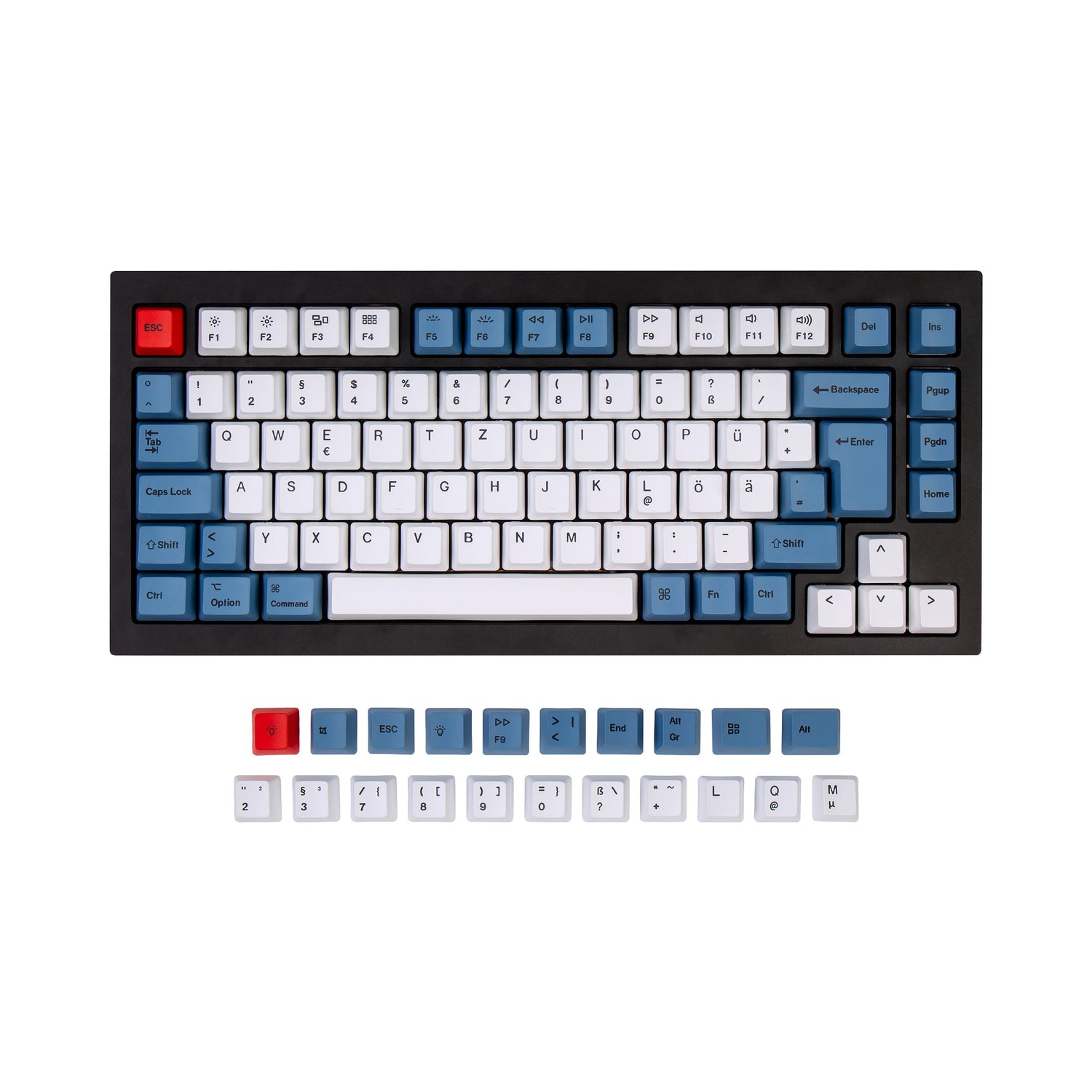 Conjunto de teclas ISO Q1 e Q1 Pro e V1 e K2 e K2 Pro OEM Dye-Sub PBT - Azul