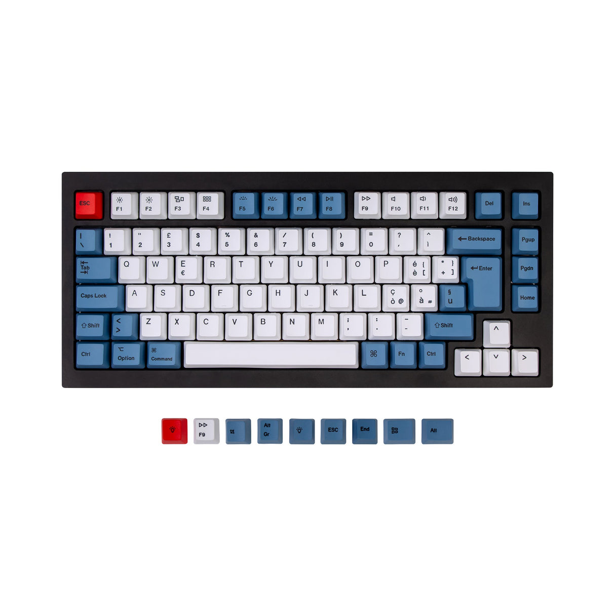 Conjunto de teclas ISO Q1 e Q1 Pro e V1 e K2 e K2 Pro OEM Dye-Sub PBT - Azul