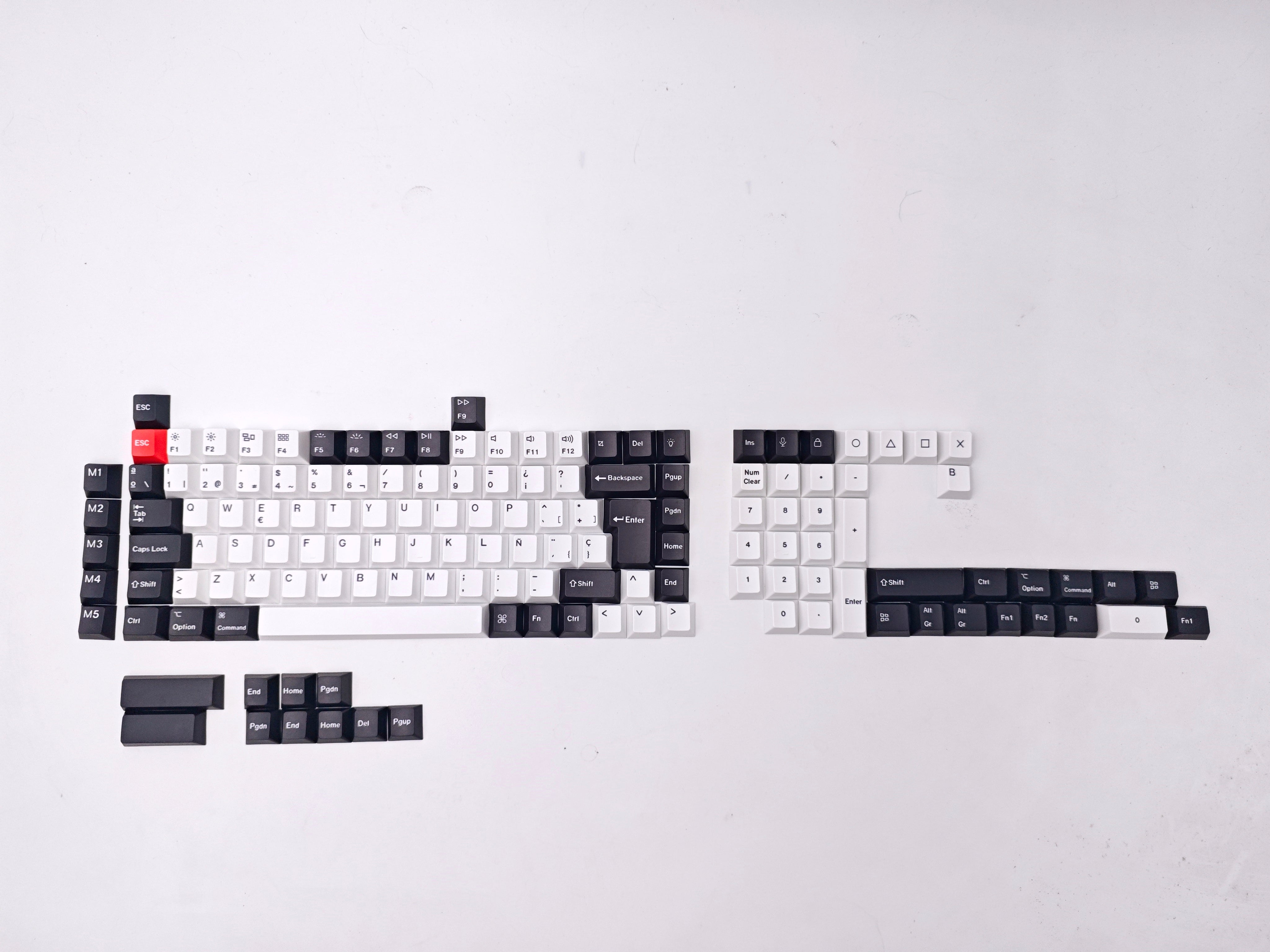 ISO Cherry Thermal Sublimation PBT Keycap Complete Set - Black and White
