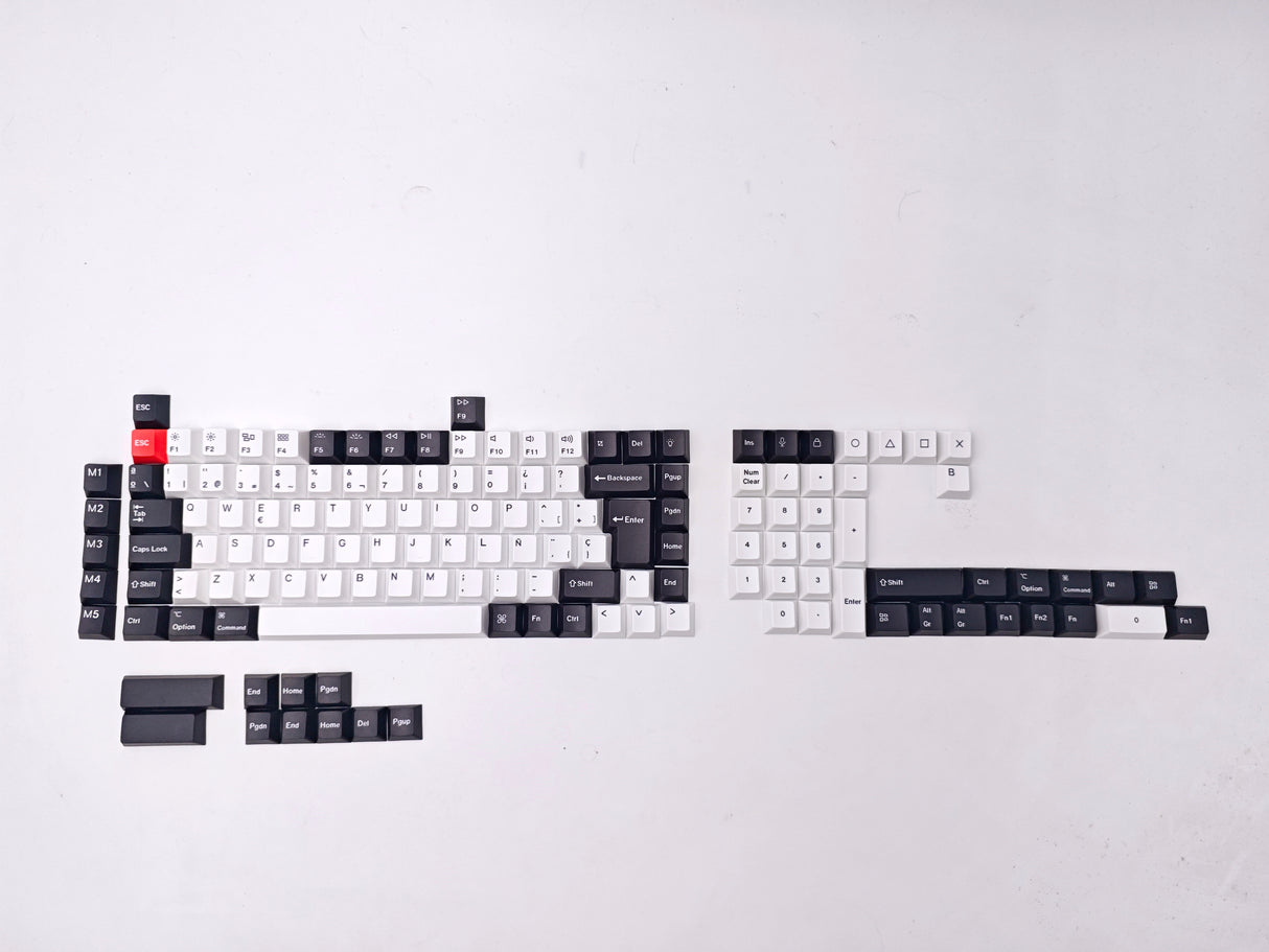 ISO Cherry Thermal Sublimation PBT Keycap Complete Set - Black and White