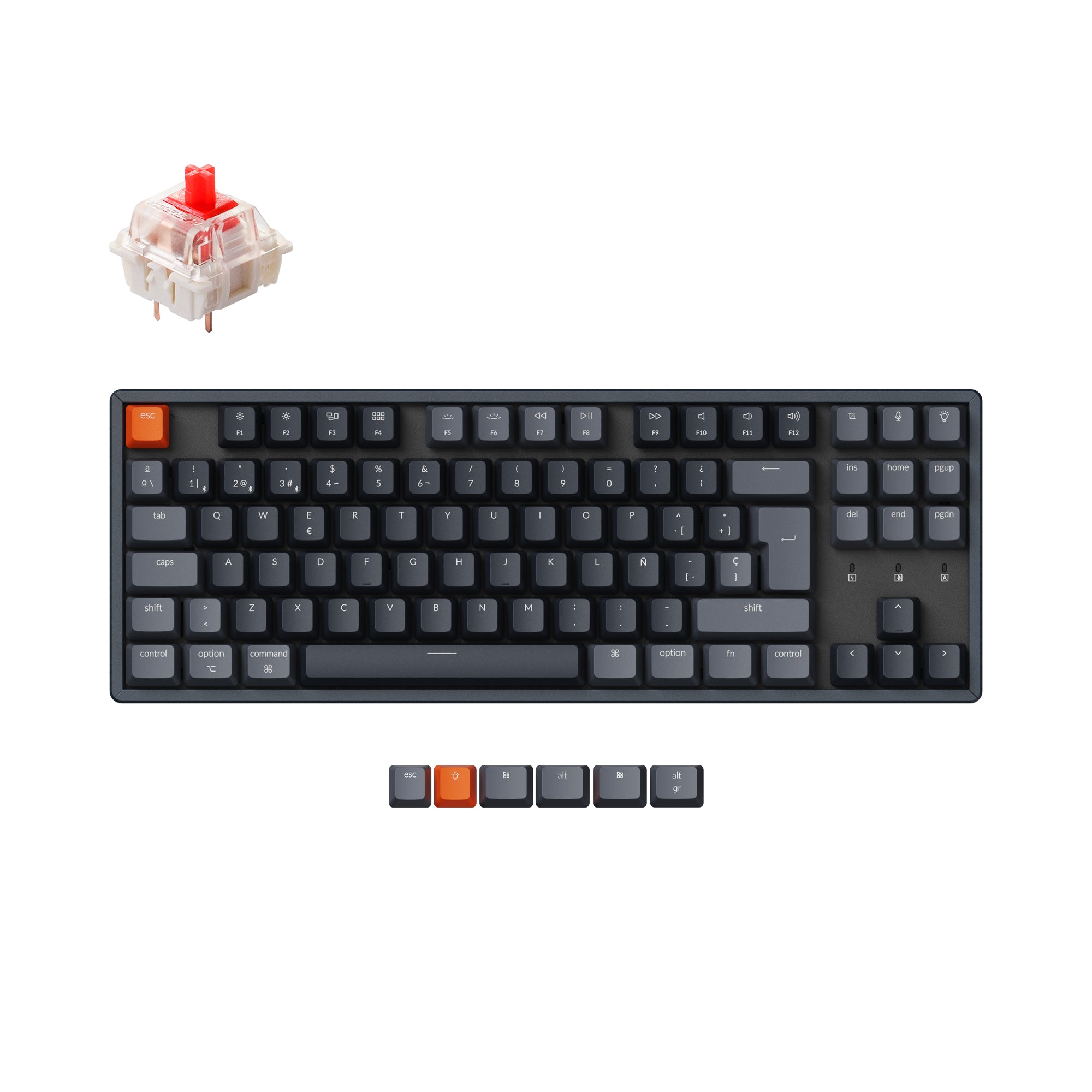 Teclado mecânico sem fio Keychron K8 (ISO espanhol - Layout ES)