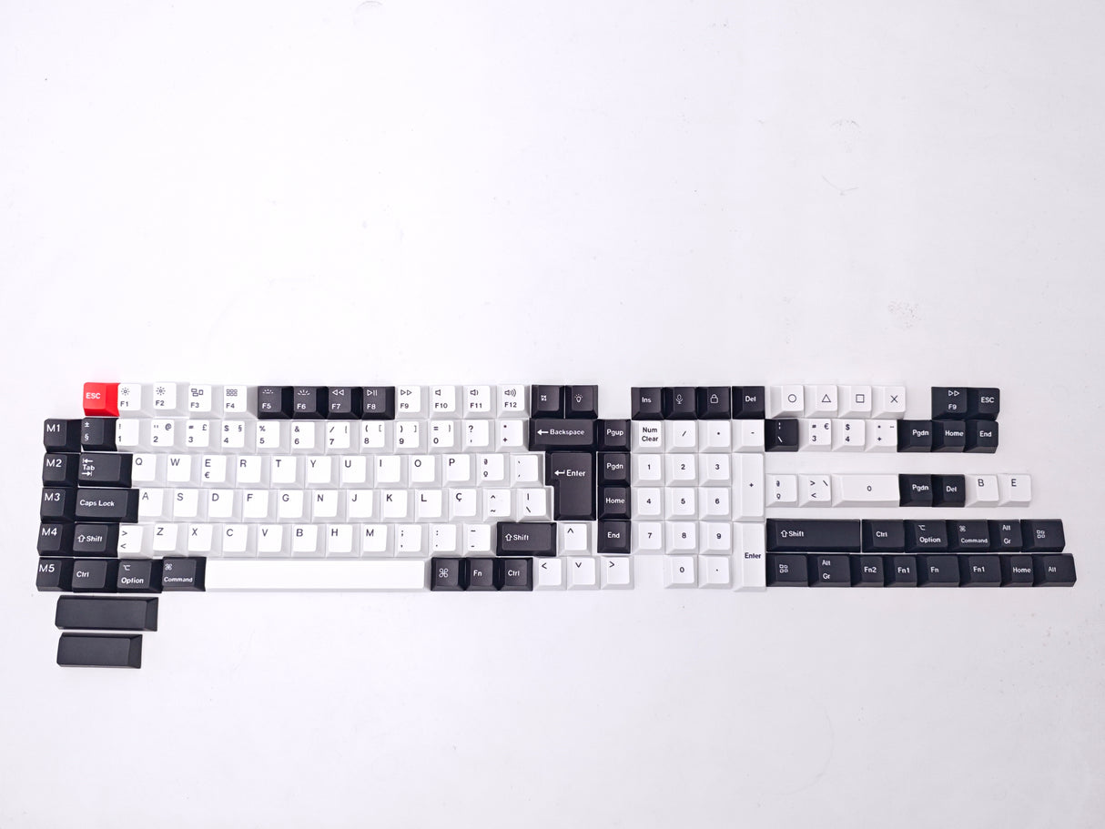 ISO Cherry Thermal Sublimation PBT Keycap Complete Set - Black and White
