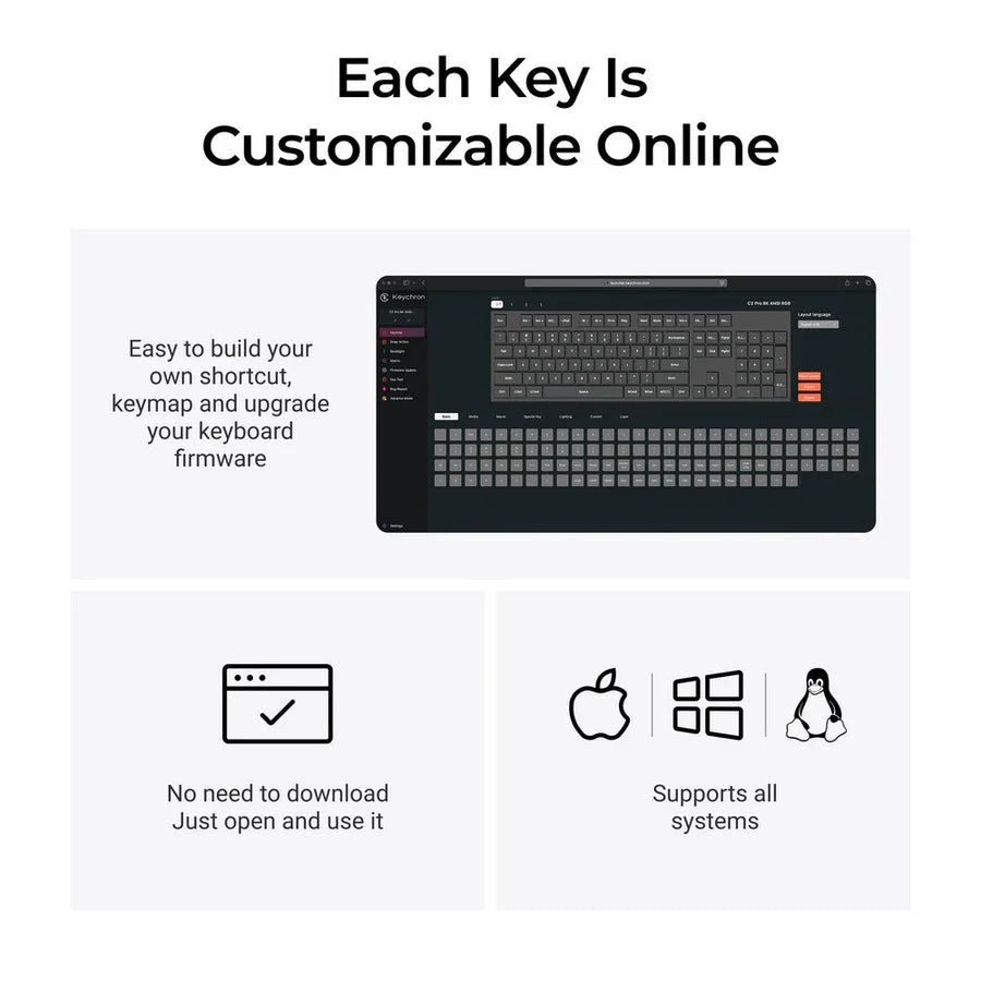 Keychron C2 Pro 8K QMK Wired Custom Mechanical Keyboard ISO Layout Collection
