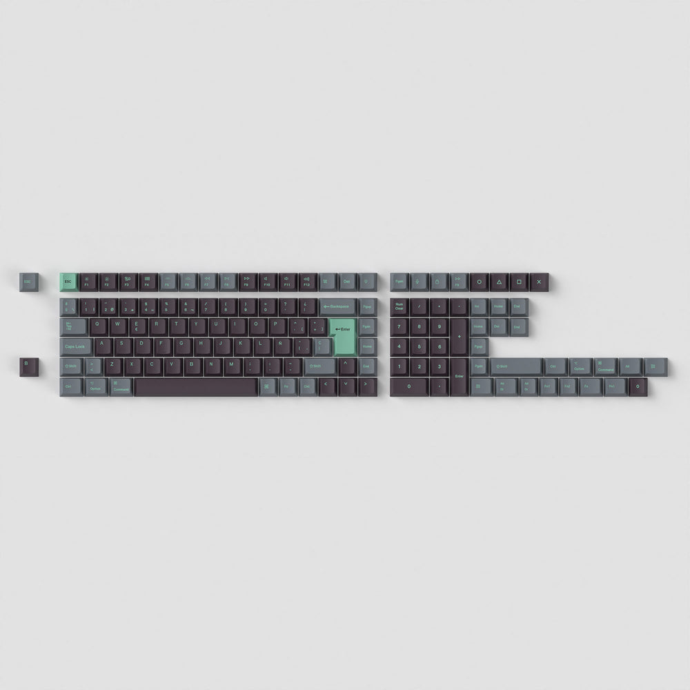 Conjunto completo de teclas ISO Cherry Profile Dye-Sub PBT - Hacker Mint