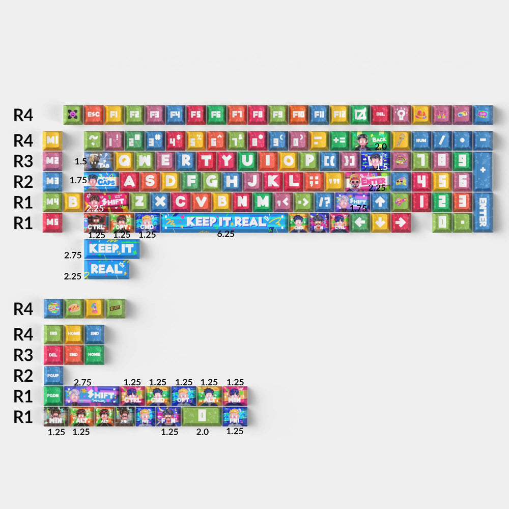 Rapper - Conjunto completo de teclas Cherry Profile Dye-Sub PBT