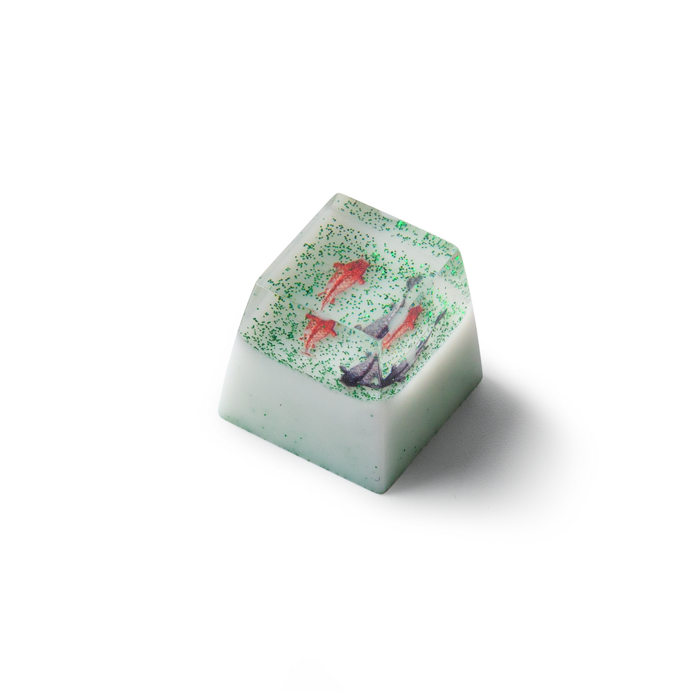 Keycap artesanal de resina de peixe dourado elegante