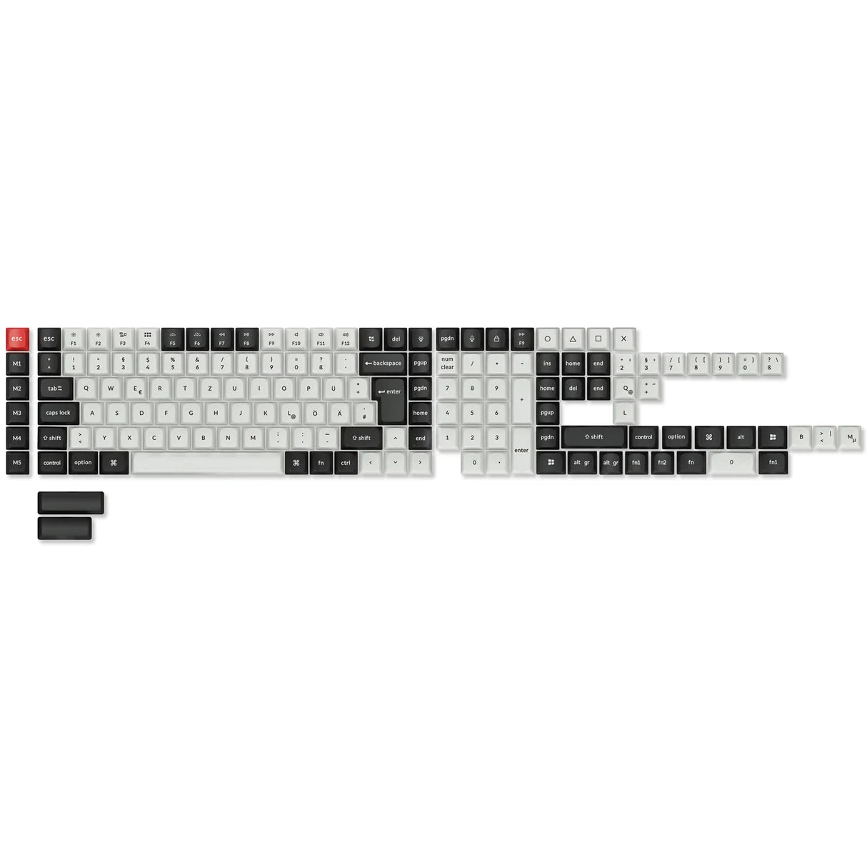 ISO Layout Cherry Profile Dye-Sub PBT Full Keycap Set - Black and White
