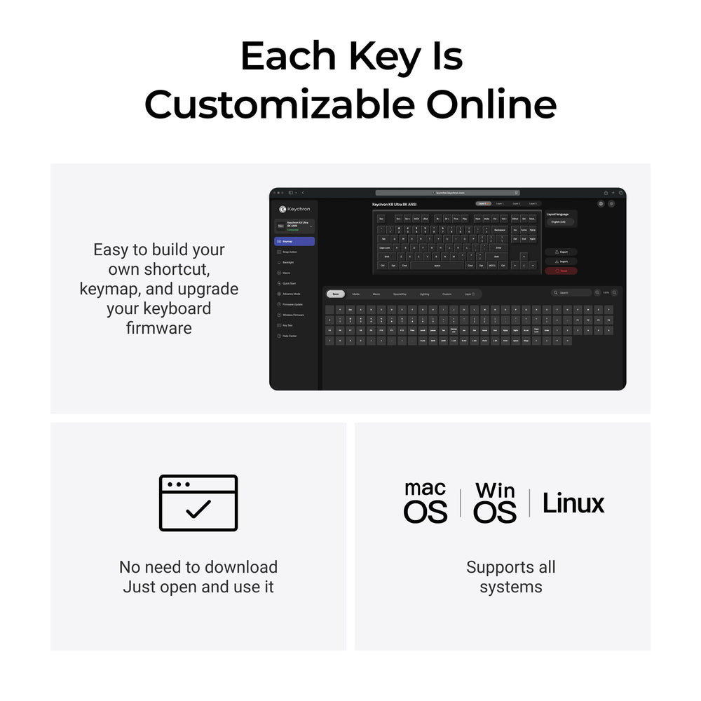 Keychron K8 Ultra 8K Wireless Custom Mechanical Keyboard (US ANSI Layout)
