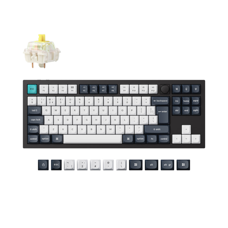 Keychron q3 max qmk/via coleção de layout iso de teclado mecânico personalizado sem fio