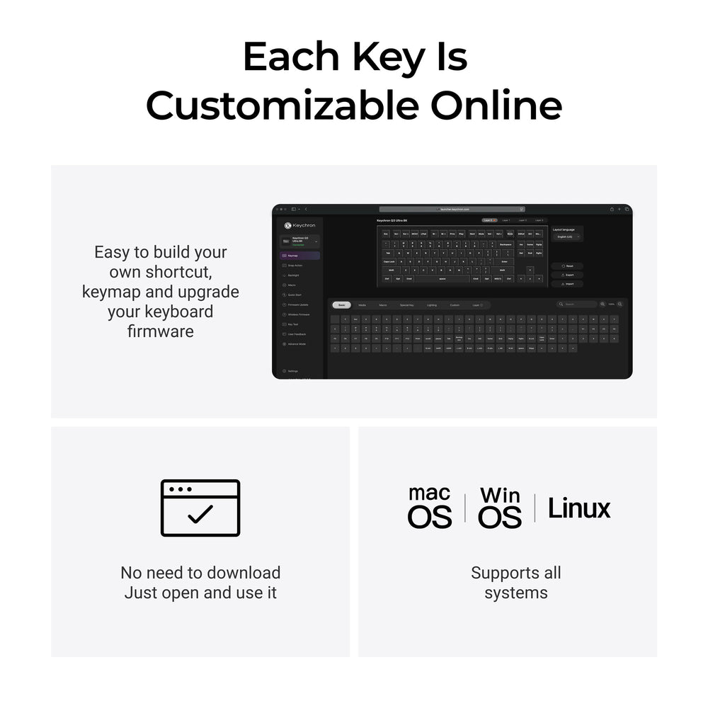 Keychron Q3 Ultra 8K Wireless Custom Mechanical Keyboard ISO Layout Collection
