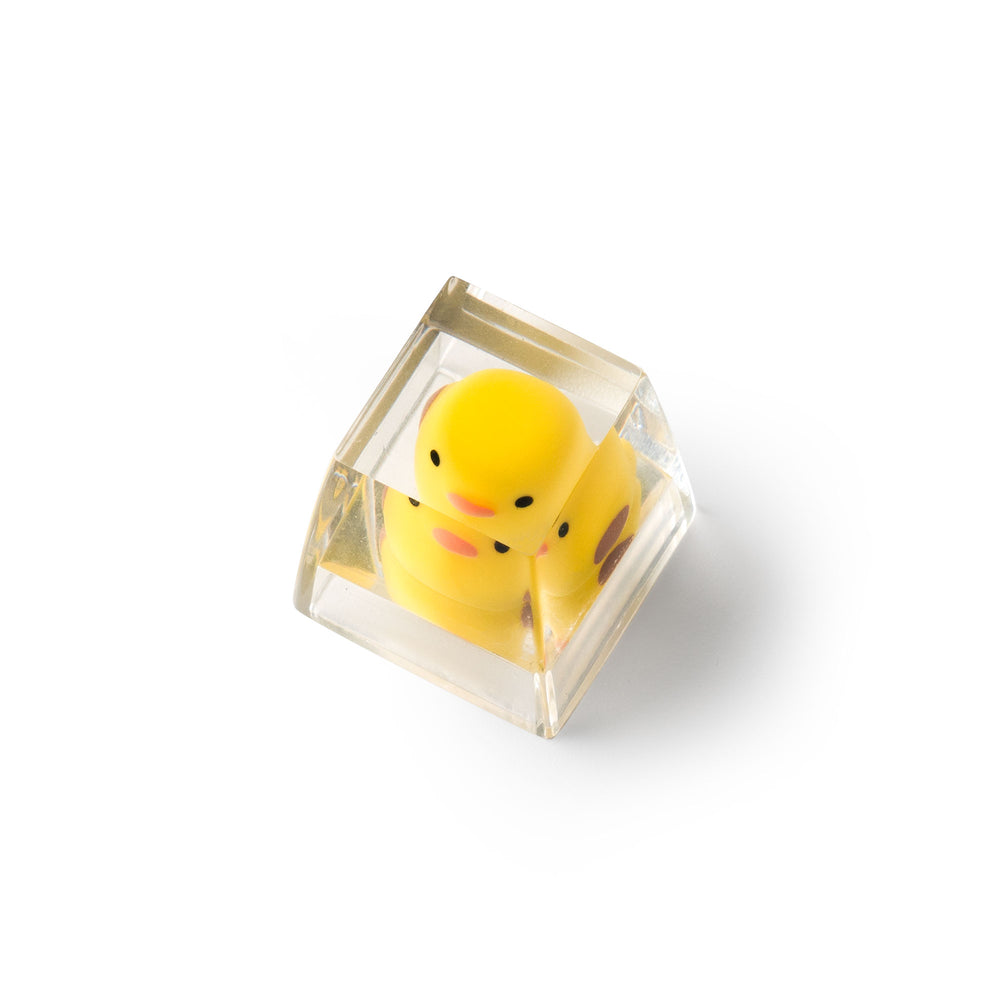 Keycap artesanal de resina de pato amarelo