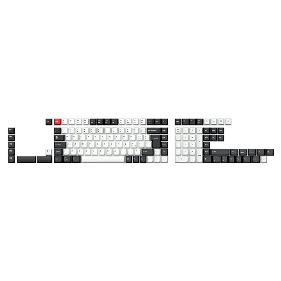 ISO Cherry Thermal Sublimation PBT Keycap Complete Set - Black and White
