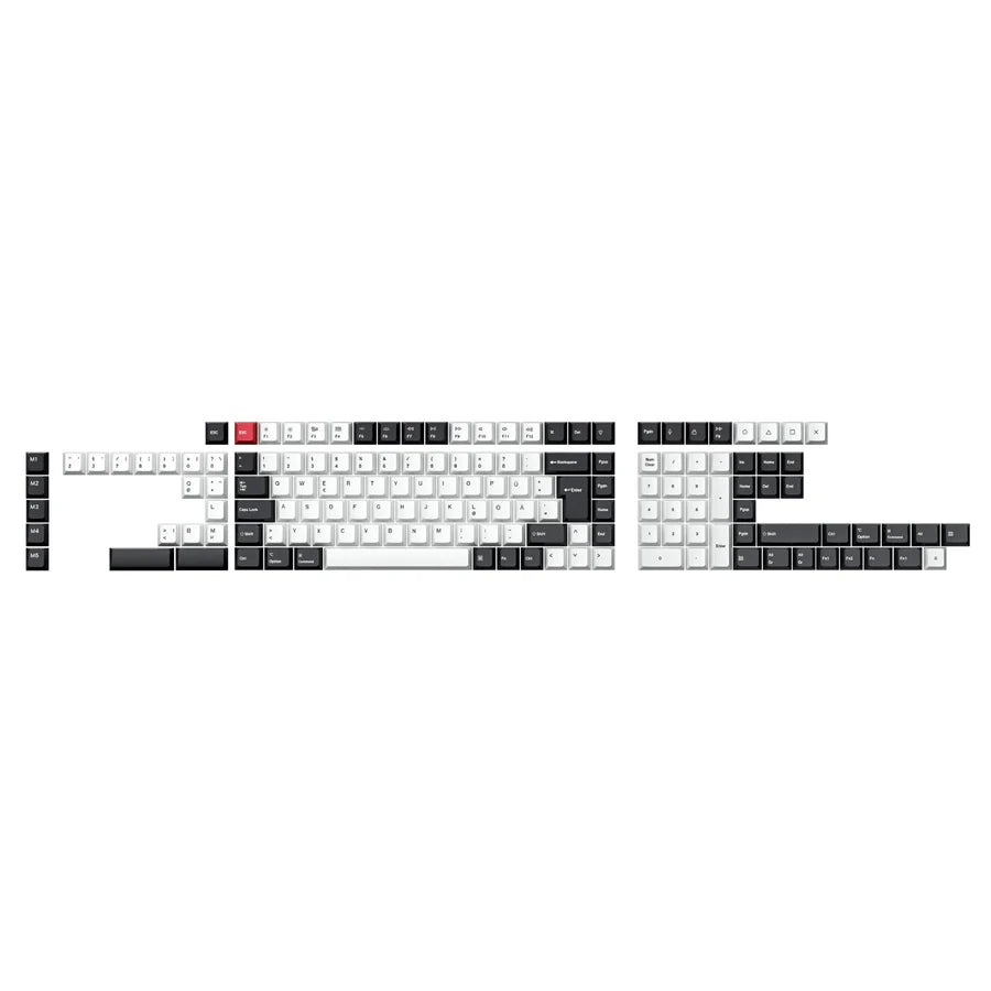 ISO Cherry Thermal Sublimation PBT Keycap Complete Set - Black and White
