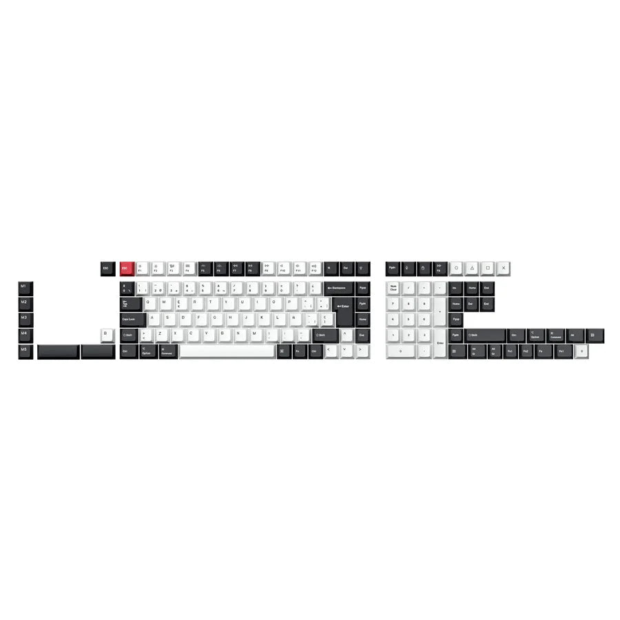 ISO Cherry Thermal Sublimation PBT Keycap Complete Set - Black and White