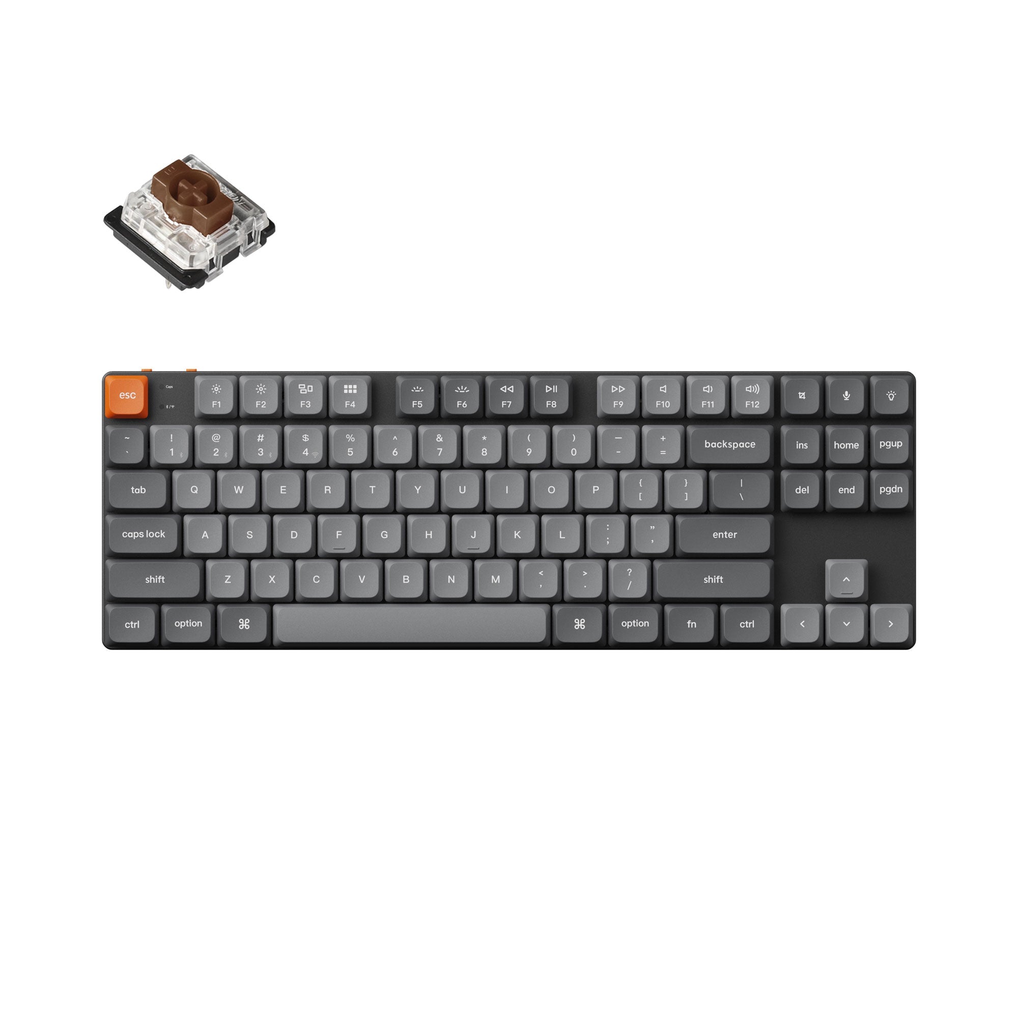 Keychron K1 Max QMK VIA Wireless Custom Mechanical Keyboard TKL Layout Fully Assembled for Mac Windows Linux Gateron Low Profile Brown