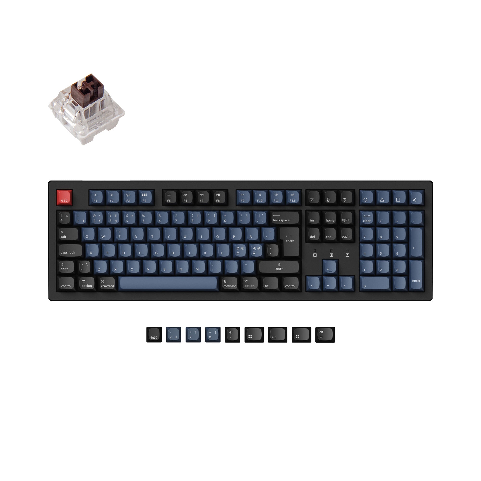 Keychron K10 Pro QMK VIA custom mechanical keyboard 100 percent layout Mac Windows Linux hot-swappable Keychron K Pro switch brown ISO Nordic layout