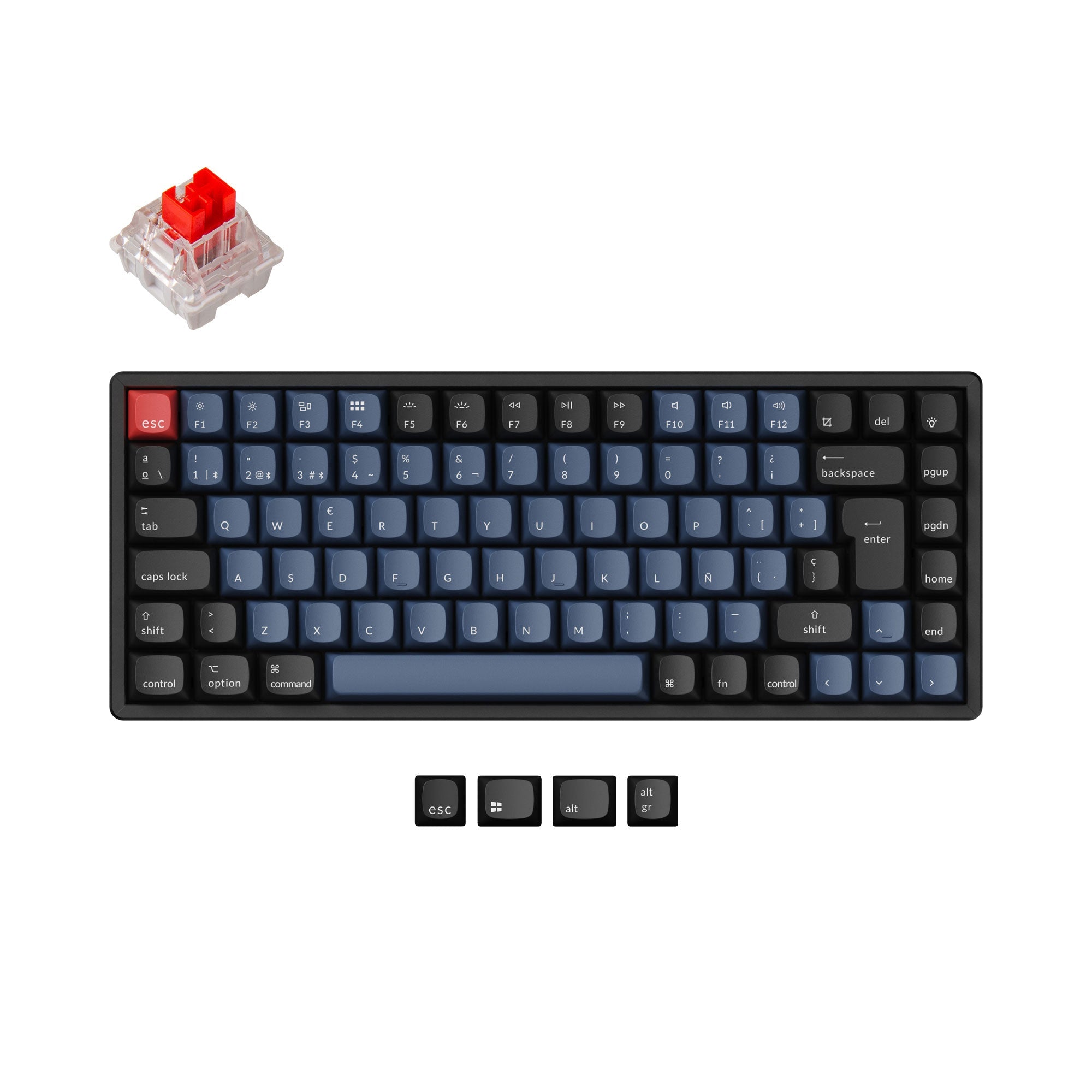 Keychron K2 Pro QMK VIA custom mechanical keyboard 75 percent layout Mac Windows Linux hot-swappable Keychron K Pro switch red ISO Spanish layout