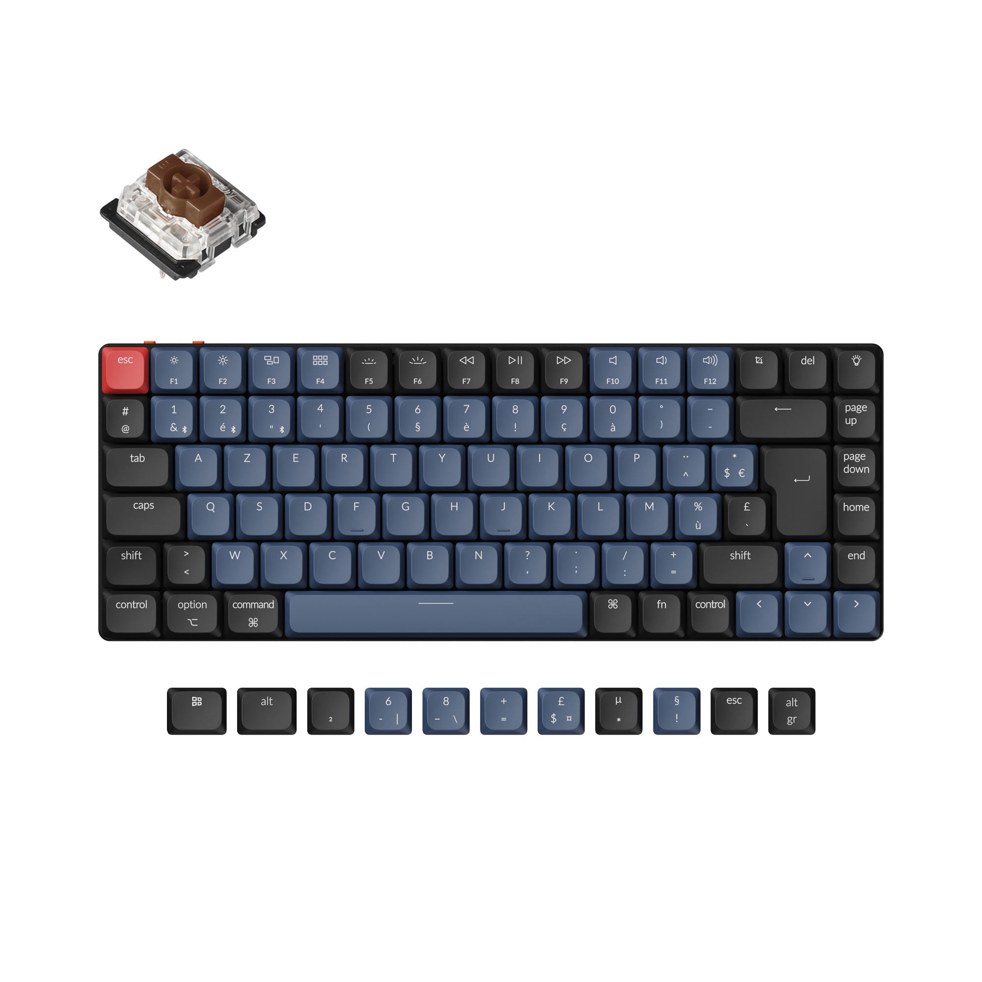 Keychron K3 Pro QMK/VIA ultra-slim custom mechanical keyboard 75 percent layout for Mac Windows Linux low-profile Gateron brown ISO French layout