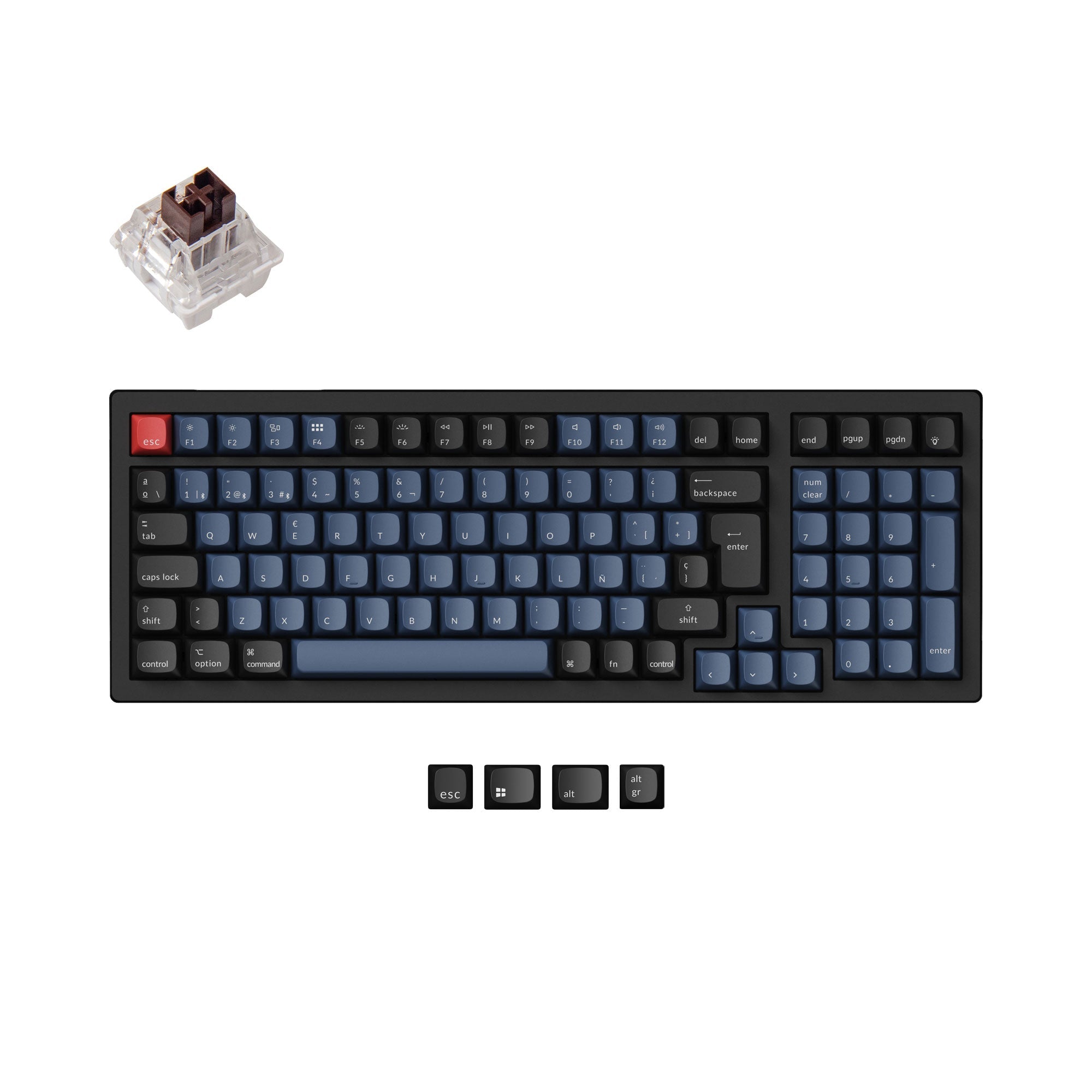 Coleção de layout ISO de teclado mecânico sem fio Keychron K4 Pro QMK/VIA