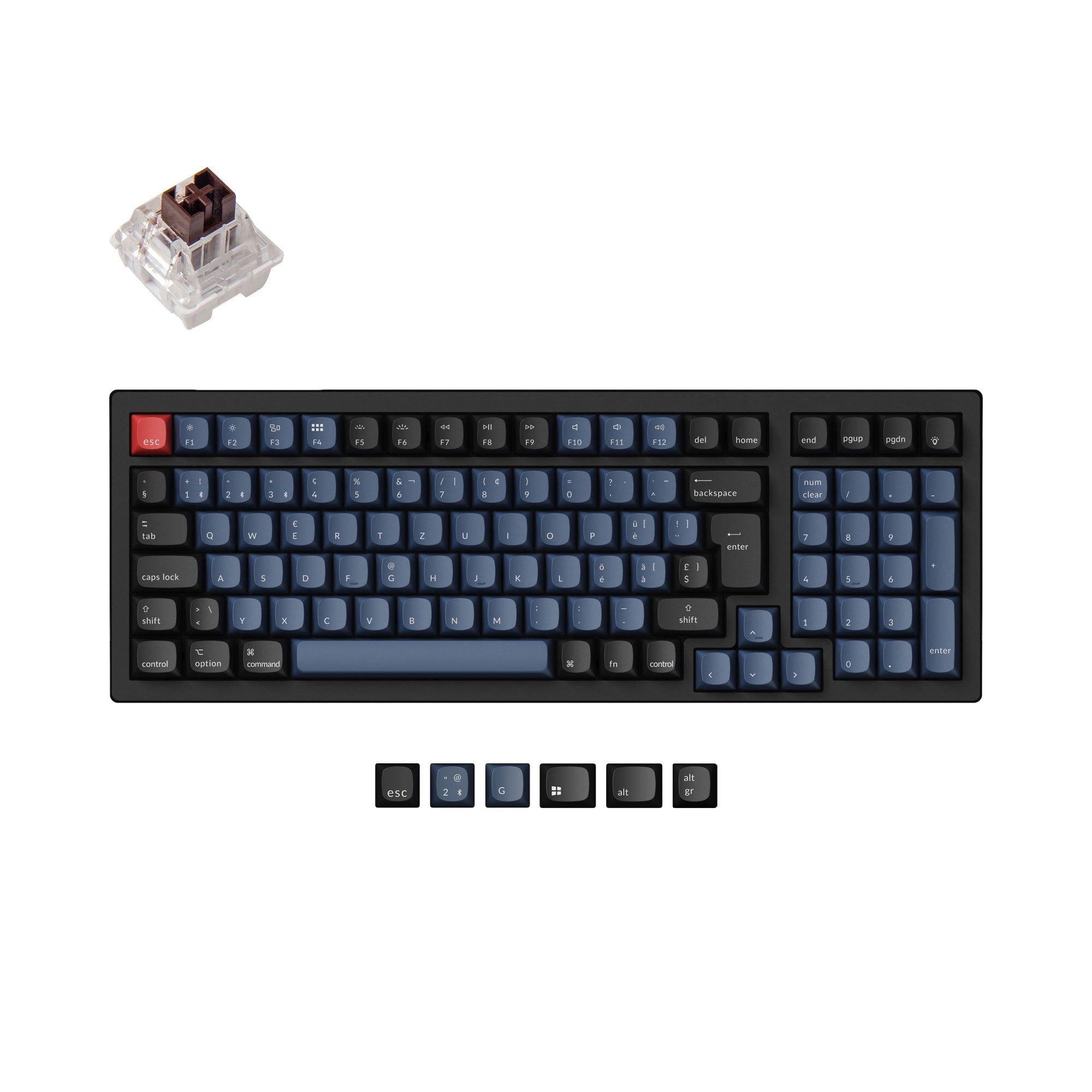 Coleção de layout ISO de teclado mecânico sem fio Keychron K4 Pro QMK/VIA