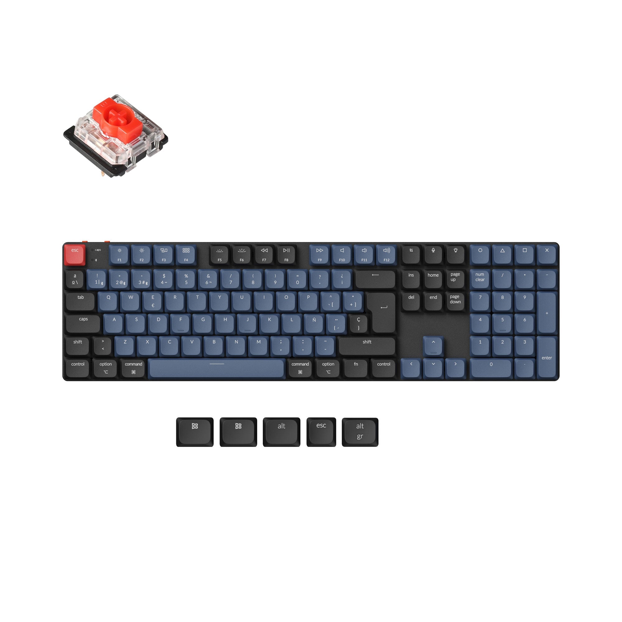 Keychron K5 Pro QMK/VIA ultra-slim custom mechanical keyboard full size layout for Mac Windows Linux low-profile Gateron red ISO Spanish layout