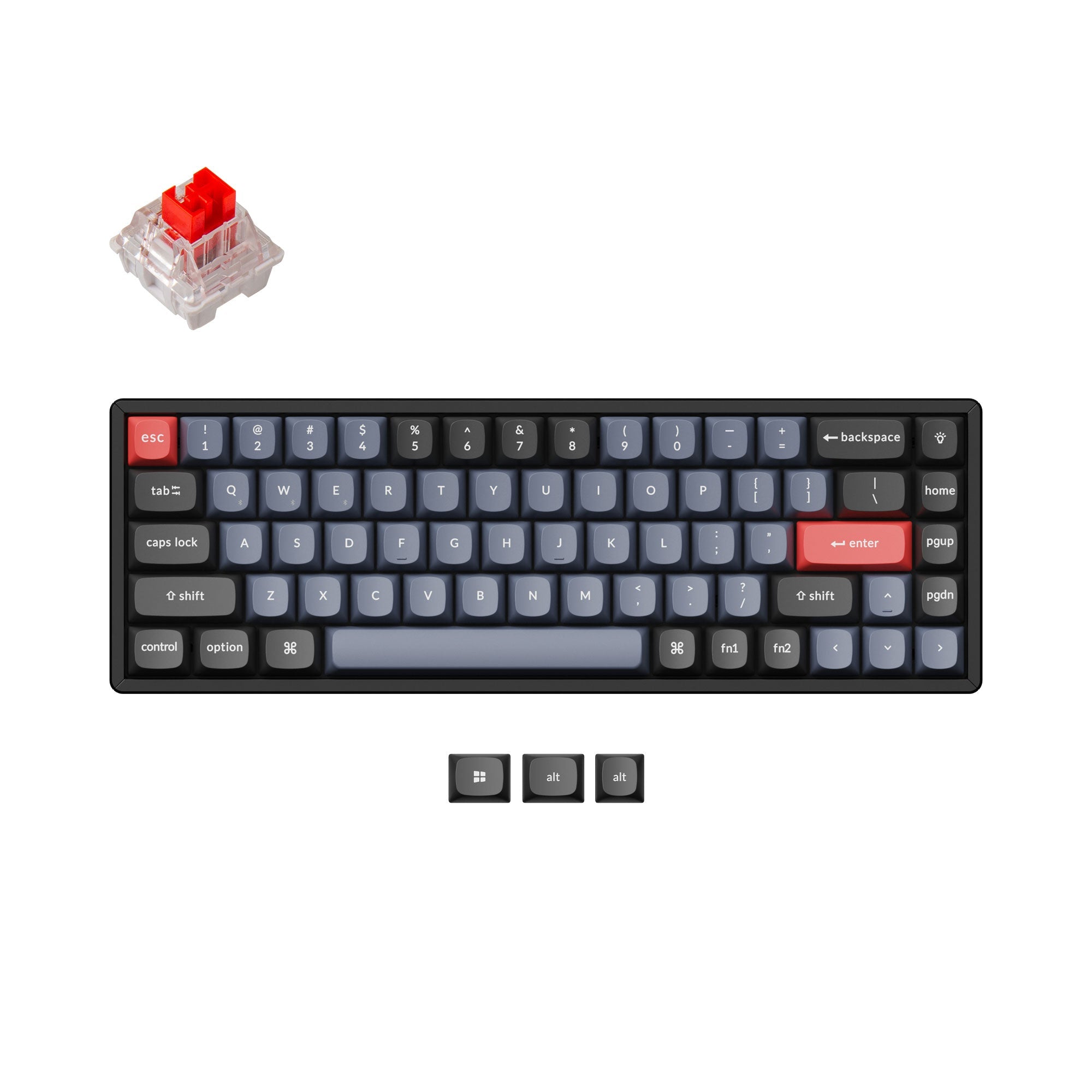 Keychron K6 Pro QMK/VIA Wireless Custom Mechanical Keyboard with 65% layout aluminum frame for Mac Windows Linux with Keychron K Pro mechanical switch red