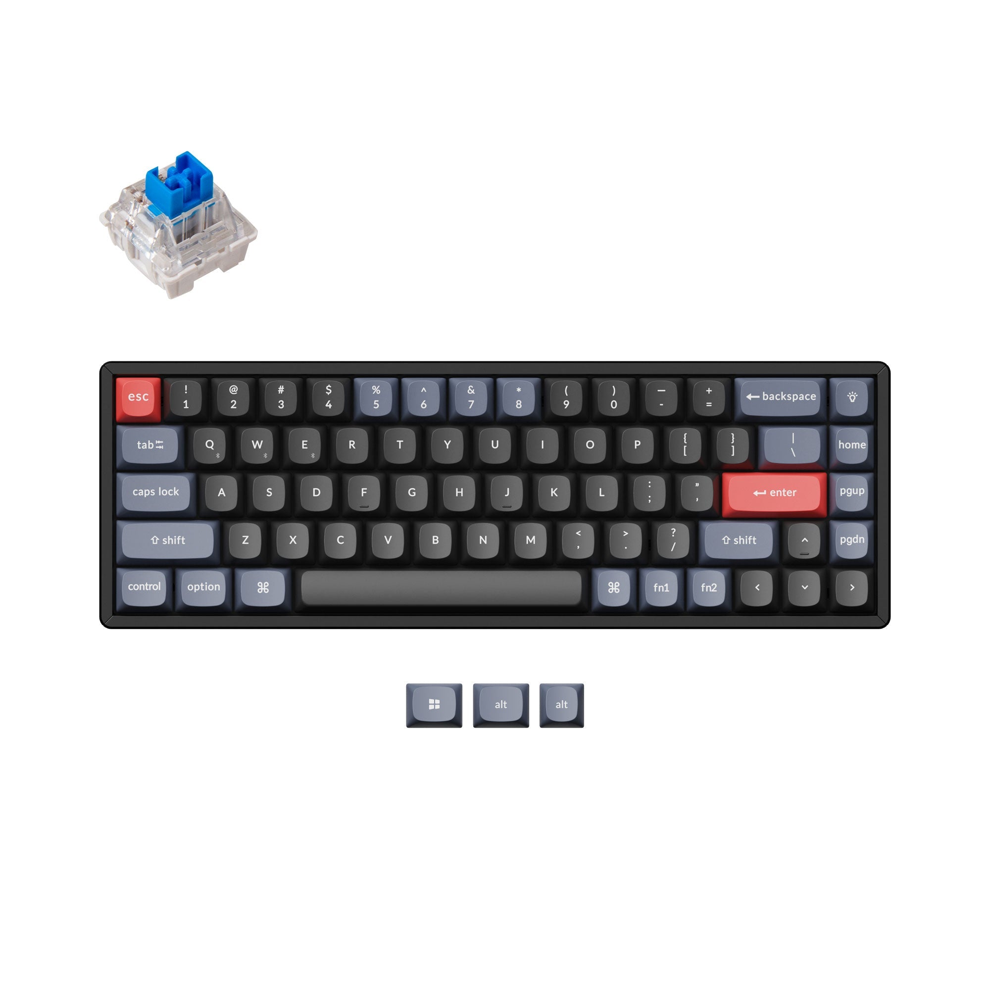 Keychron K6 Pro QMK/VIA Wireless Custom Mechanical Keyboard with 65% layout aluminum frame B for Mac Windows Linux with Keychron K Pro mechanical switch blue