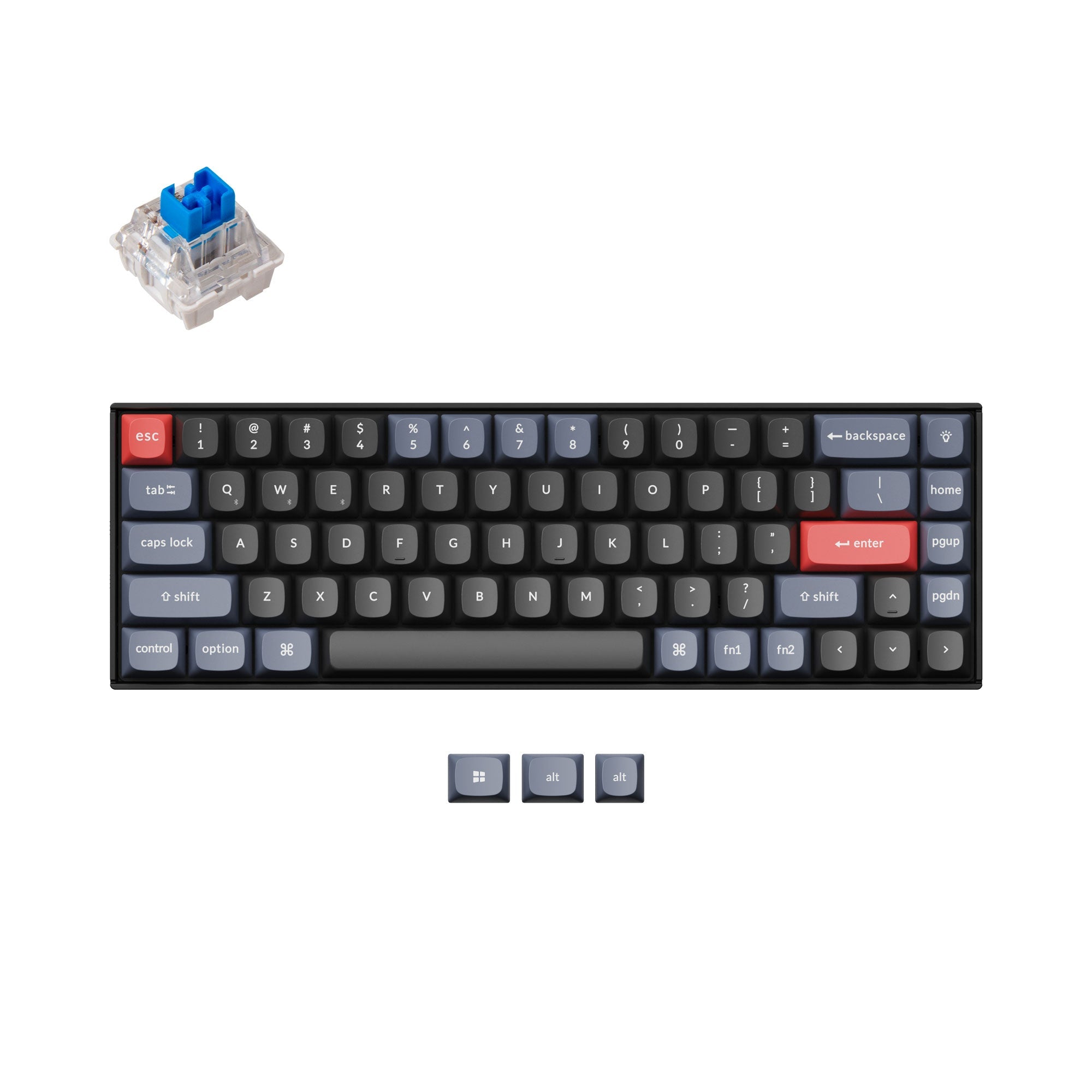 Keychron K6 Pro QMK/VIA Wireless Custom Mechanical Keyboard with 65% layout for Mac Windows Linux hot-swappable with MX switch RGB backlight with Keychron K Pro switch blue