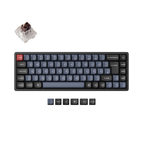 Keychron K6 Pro QMK/VIA Wireless Custom Mechanical Keyboard with 65% layout for Mac Windows Linux hot-swappable with MX switch RGB backlight German ISO Layout PBT