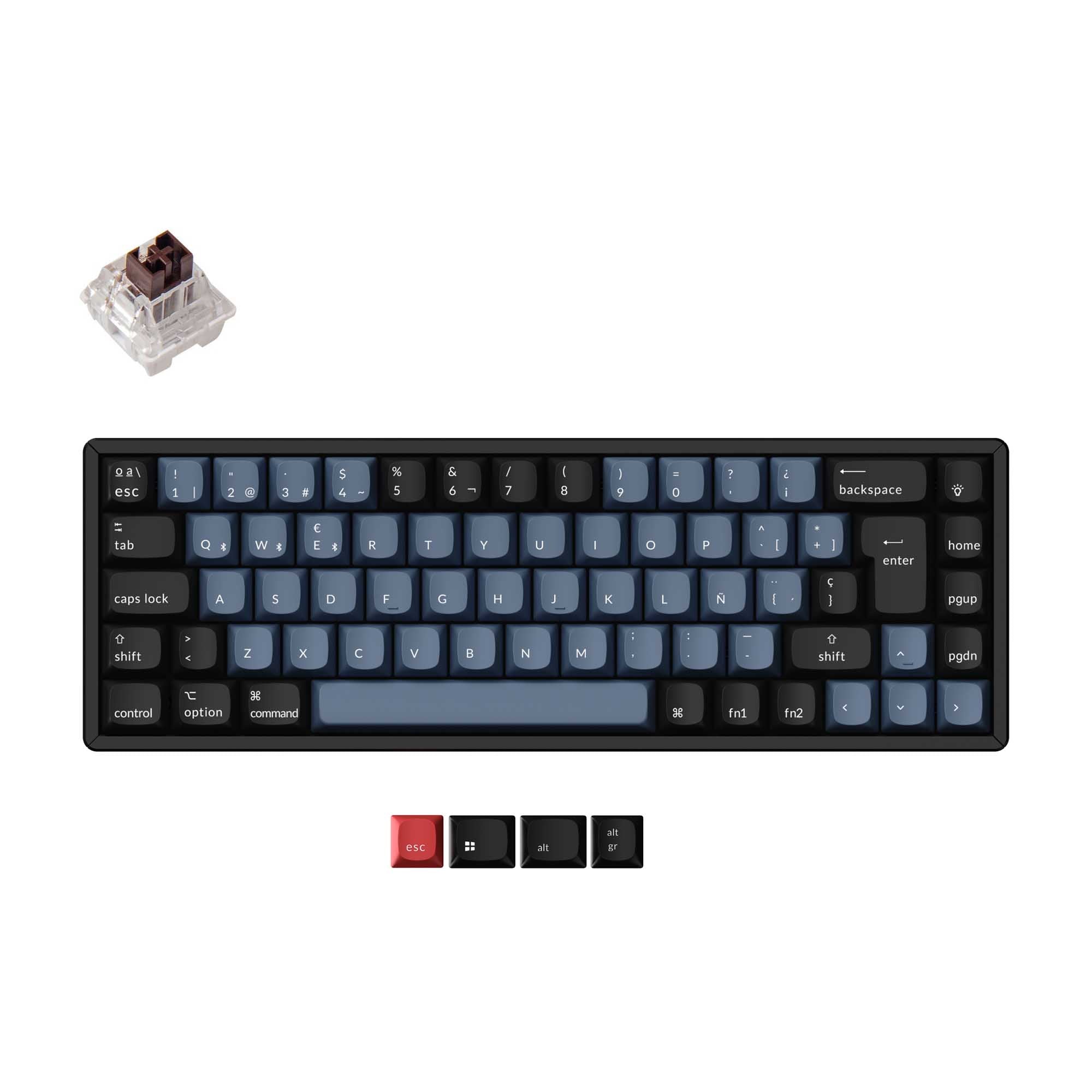 Keychron K6 Pro QMK/VIA Wireless Custom Mechanical Keyboard with 65% layout for Mac Windows Linux hot-swappable with MX switch RGB backlight Spanish ISO Layout