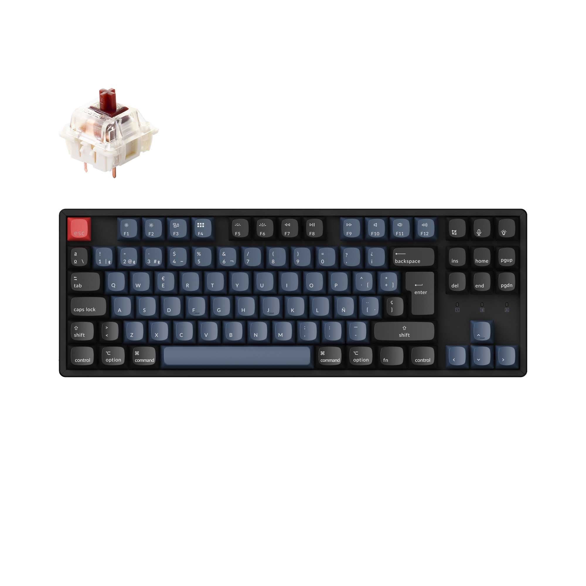 Keychron K8 Pro QMK/VIA Wireless Mechanical Keyboard Spanish ISO Layout for Mac Windows Gateron G Pro mechanical brown switch