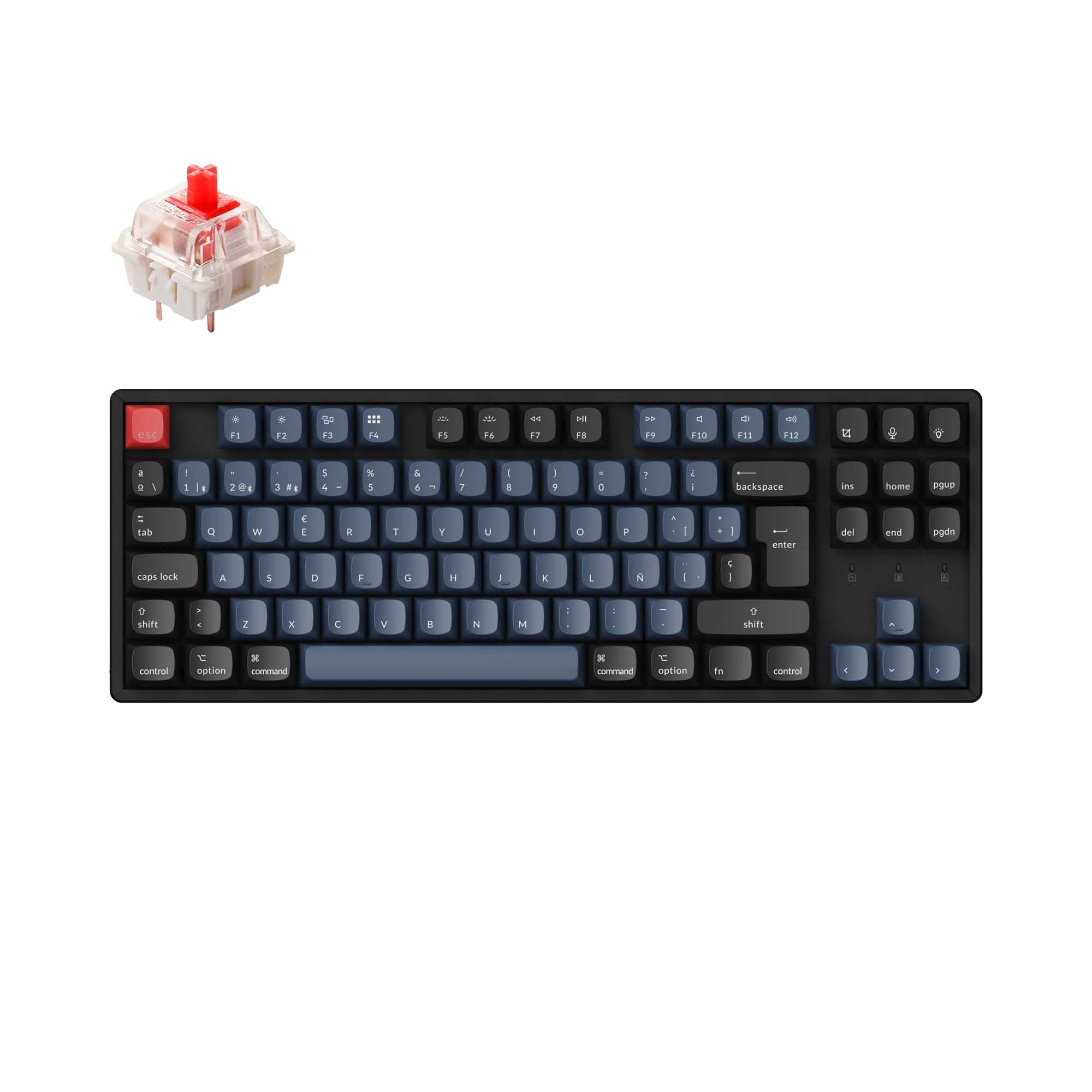 Keychron K8 Pro QMK/VIA Wireless Mechanical Keyboard Spanish ISO Layout for Mac Windows Gateron G Pro mechanical red switch