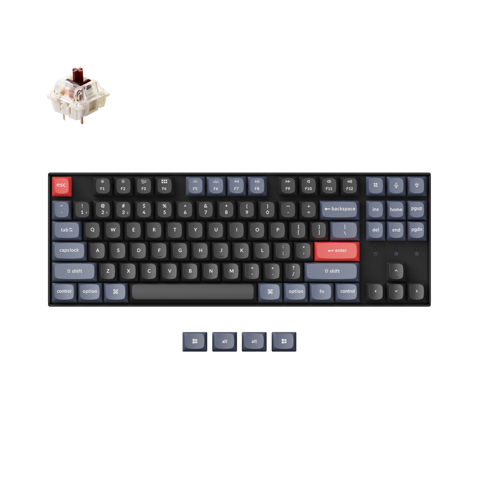 Keychron K8 Pro QMK/VIA Wireless Mechanical Keyboard for Mac Windows PBT keycaps PCB screw-in stabilizer hot-swappable Gateron G-Pro mechanical brown switch