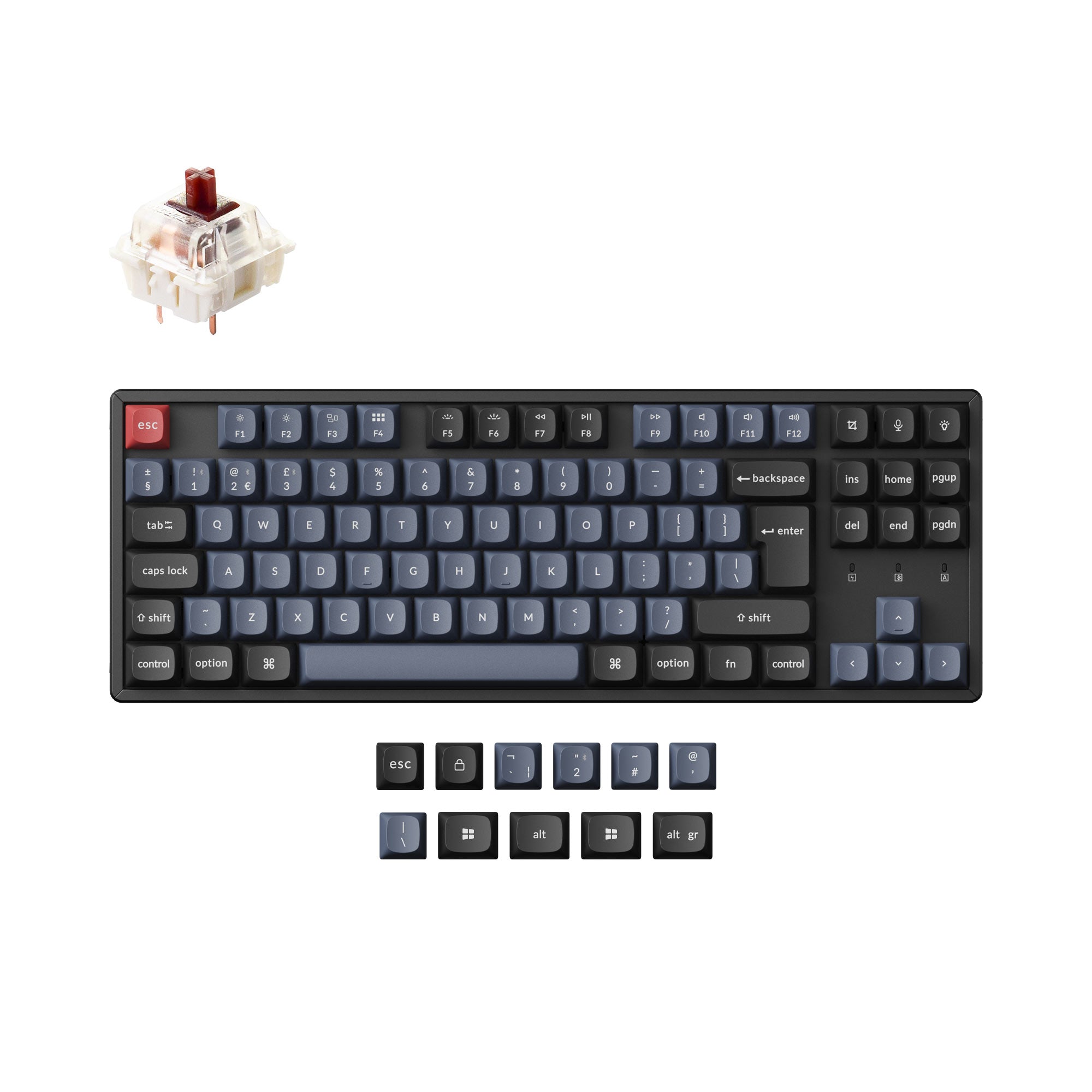 Coleção de layout ISO de teclado mecânico sem fio Keychron K8 Pro QMK/VIA